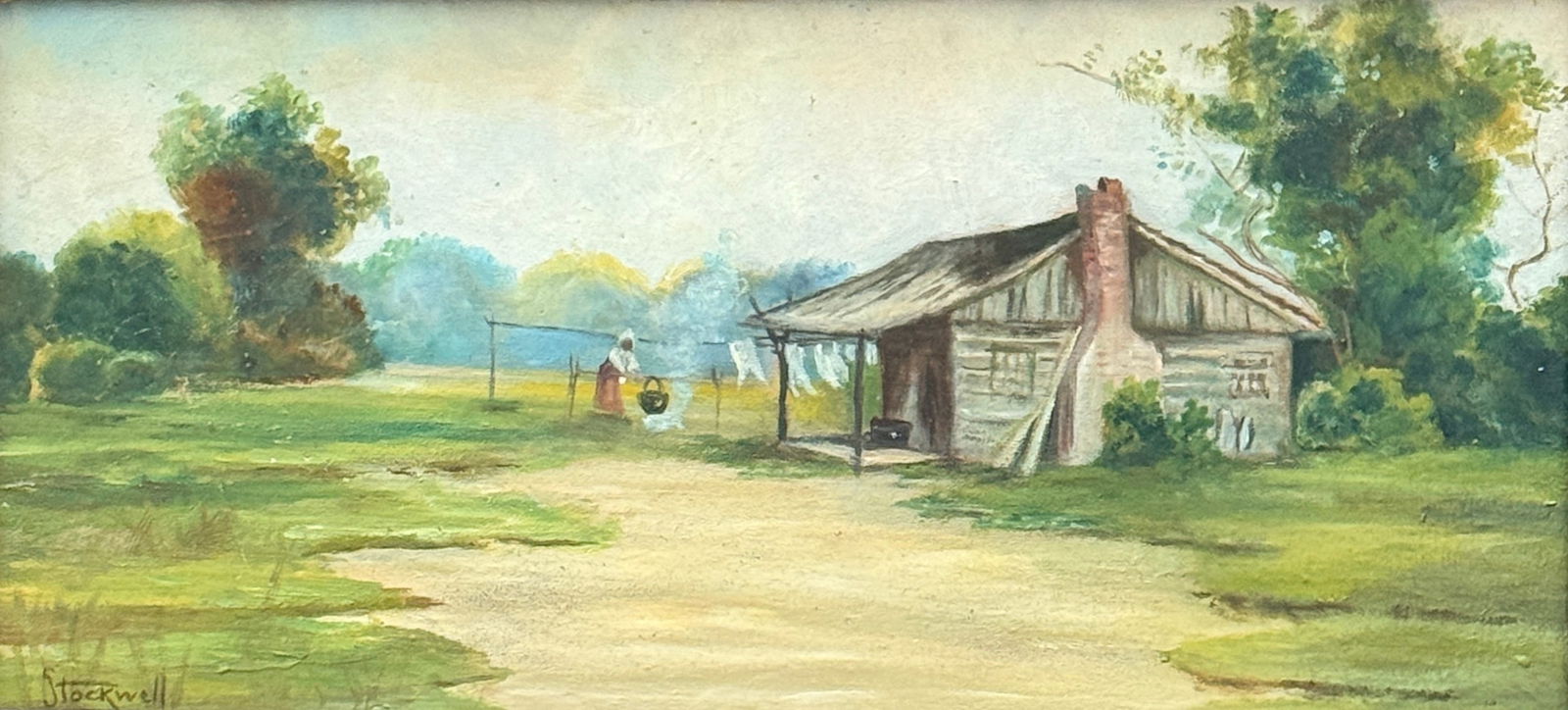 Catherine Haynes Stockwell (1895 - 1983) American: Catherine Haynes Stockwell (1895 - 1983) Oil on board, signed lower left, measures 6" x 13.5" w/f 10" x 17"Catherine Stockwell was born Catherine Haynes in 1895. Her earliest art training was at