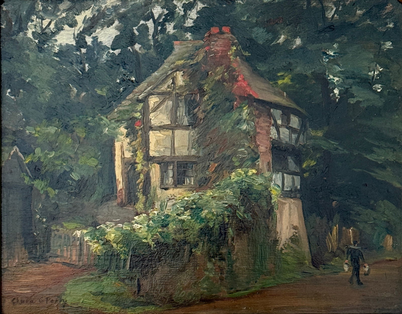 Clara Greenleaf Perry (1871 - 1960) American: Clara Greenleaf Perry (1871 - 1960) Oil on board, signed lower left, measures 9 x 12 and 12 x 14 inches w/frame. Known as one of Robert Henri’s most precocious students and colleagues, Clara