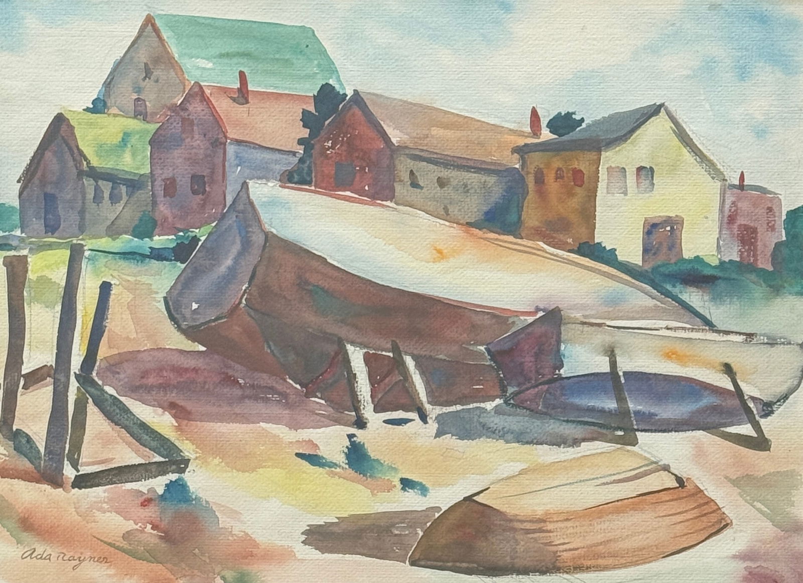 Ada Rayner (1901-1985) American: Ada Rayner Hensche (1901-1985) Watercolor on paper, signed lower left "Ada Rayner", piece measures . Coming to the U.S. in 1923 from London, England, Ada Rayner worked as a governess for many years, w