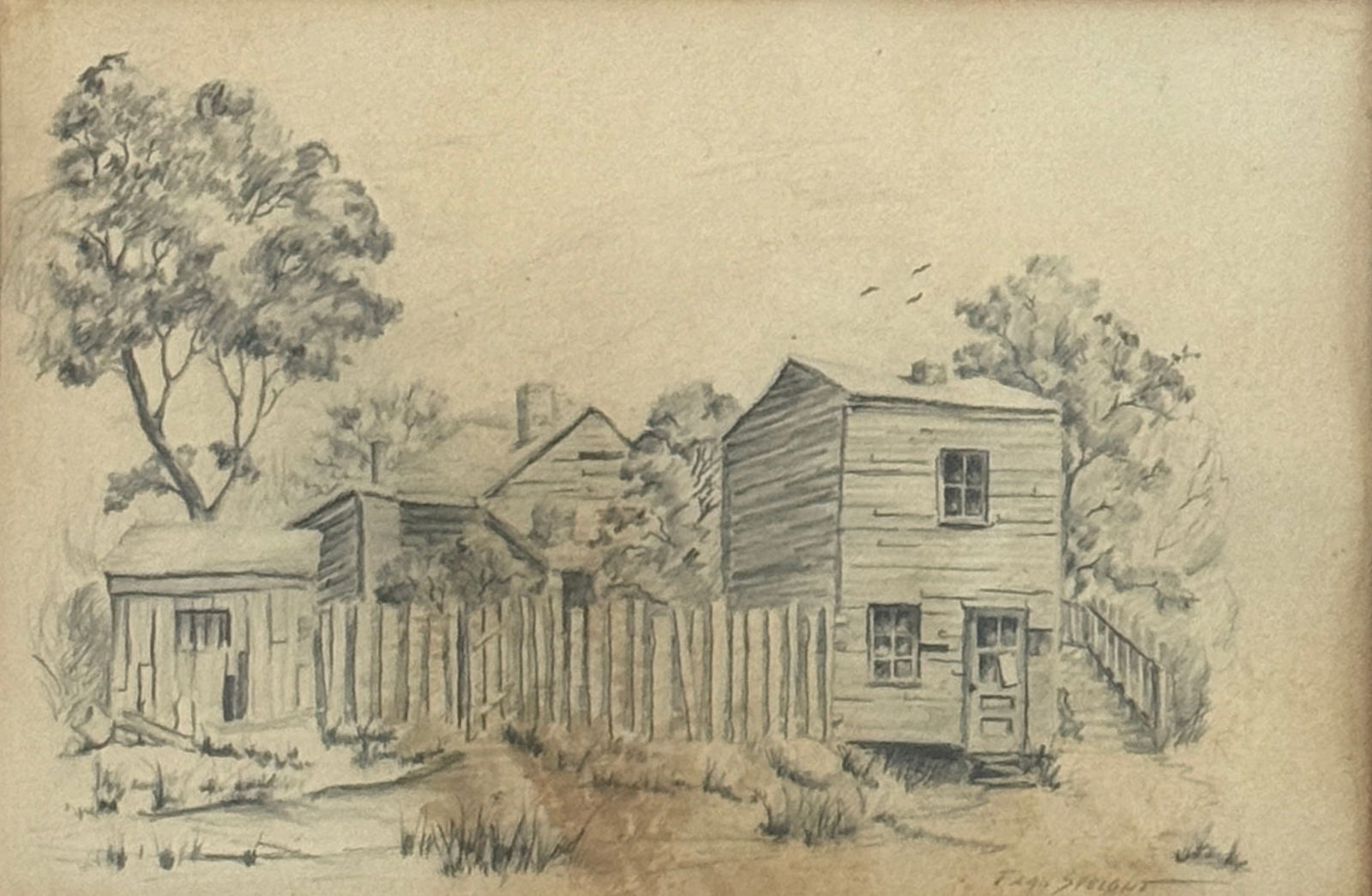 Francis Speight (1896 - 1989) American: Francis Speight (1896 - 1989) American, Pencil on paper, signed and dated on bottom right, piece measures 8 x 12 and 16 x 19 inches.