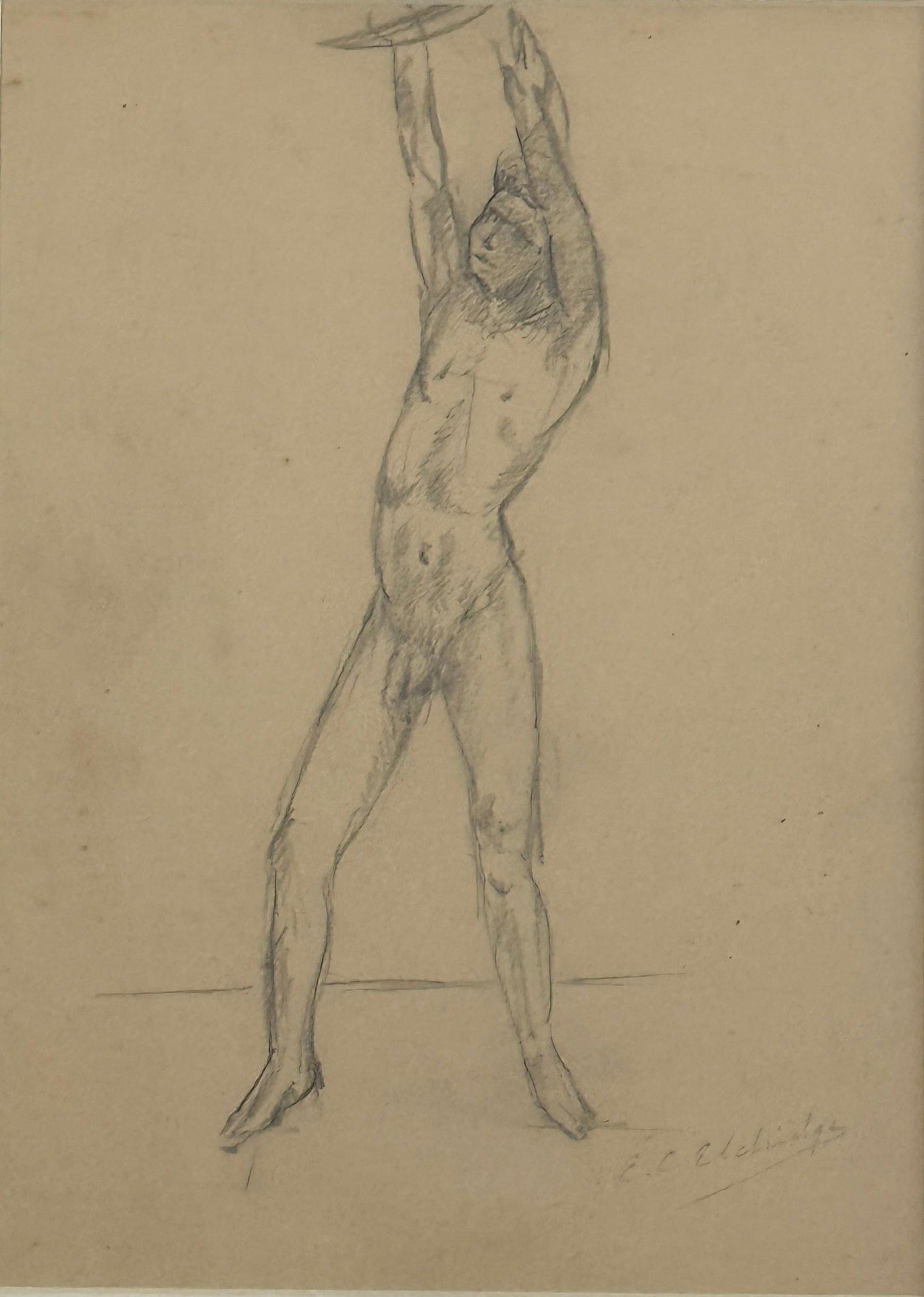 Edwin C Eldridge (19/20th century): Edwin C Eldridge (19/20th century) Graphite on paper, signed lower right, measures 10 x 7 and 12 inches. Quarter-length portrait of Edwin Eldridge. He was the first curator of the Layton Art Gallery,