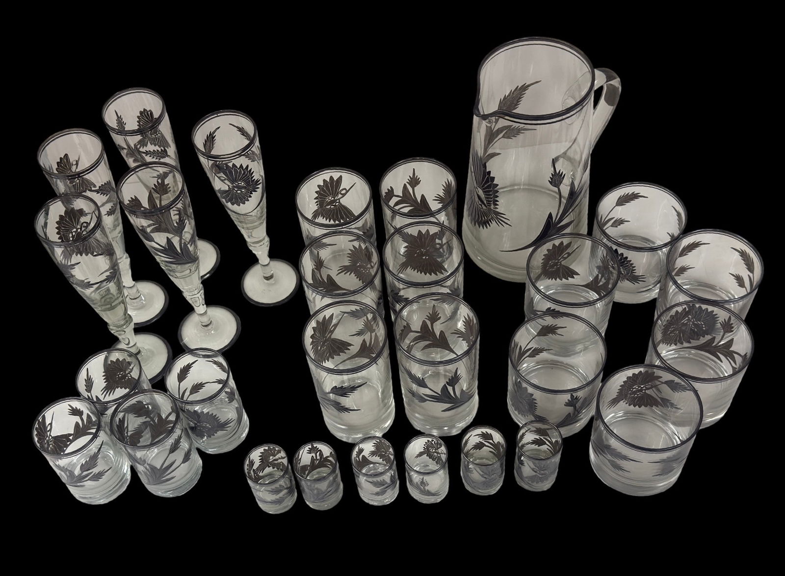 Libbey Glass Silver Leaf Drinking Set - 3