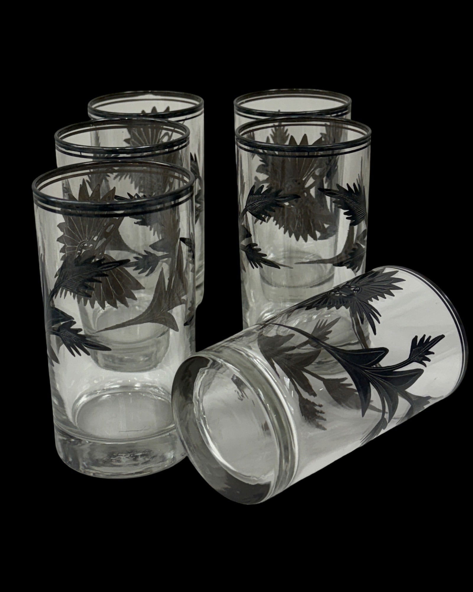 Libbey Glass Silver Leaf Drinking Set - 4