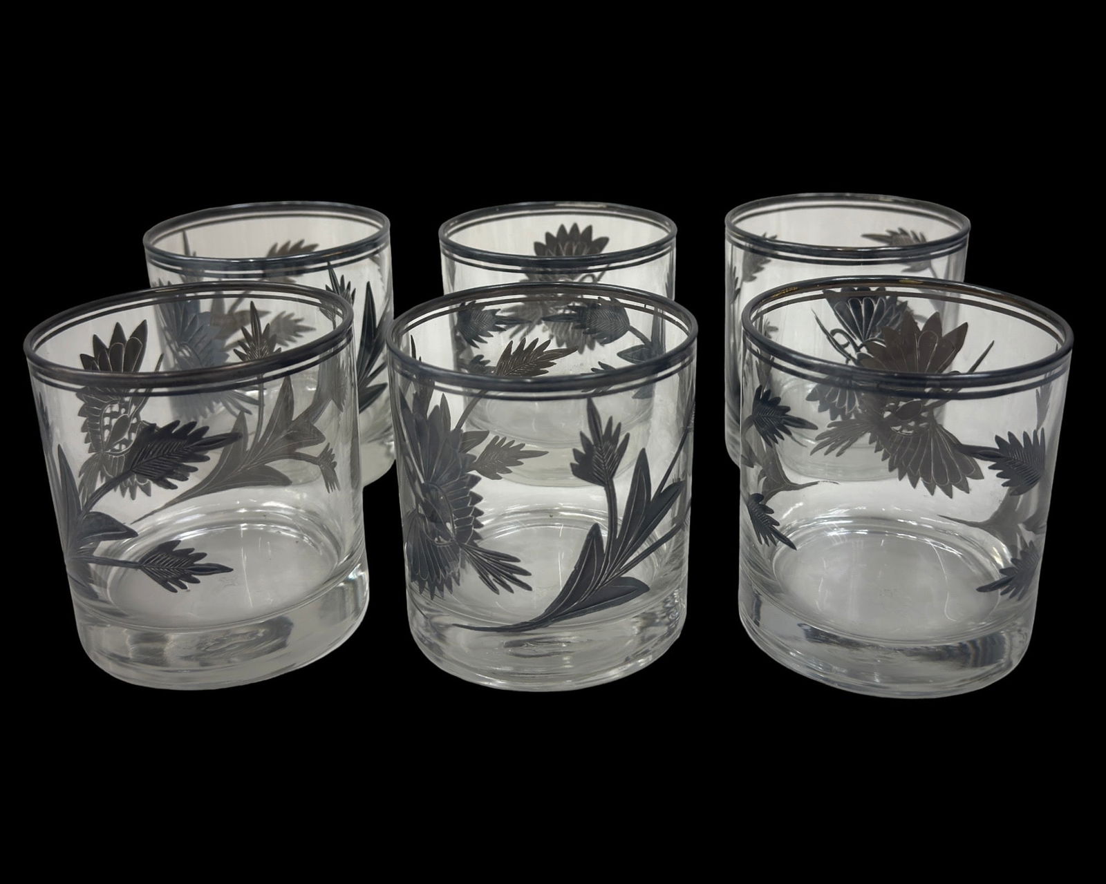 Libbey Glass Silver Leaf Drinking Set - 9