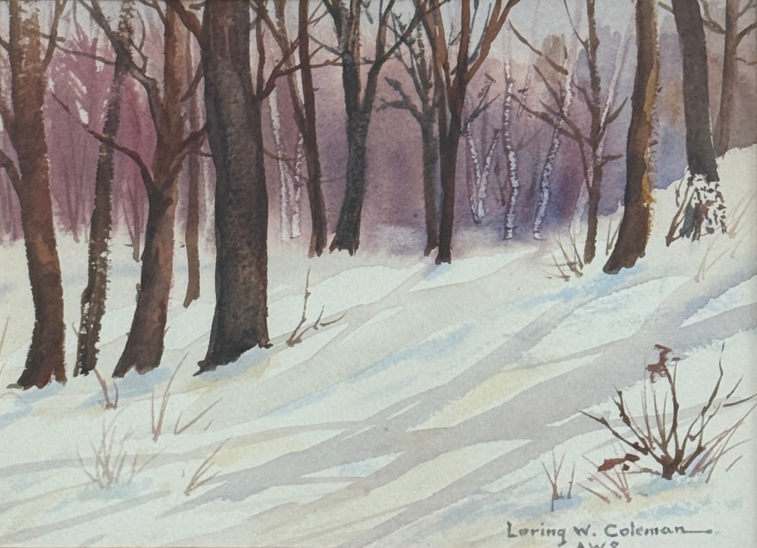 LORING W. COLEMAN (1918-2015): LORING W. COLEMAN (1918-2015) Watercolor on paper, signed lower right, piece measures 5 x 7 and 12 x 14 inches with frame.