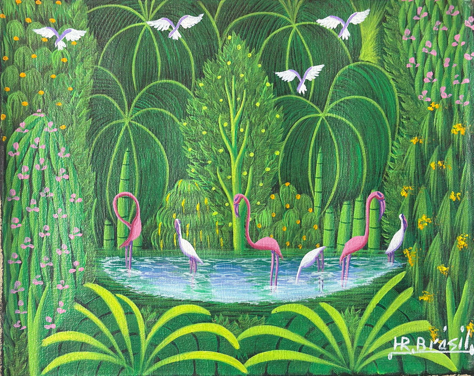 Henri Robert Bresil (1952 - 1999 ) Haitian Landscape: Henri Robert Bresil (1952 - 1999 ) Haitian Landscape Oil on canvas, signed lower right, measures 8 x 10 inches.Henri-Robert Brésil, born in Gonaïves, Haiti, in 1952, developed an early passion for