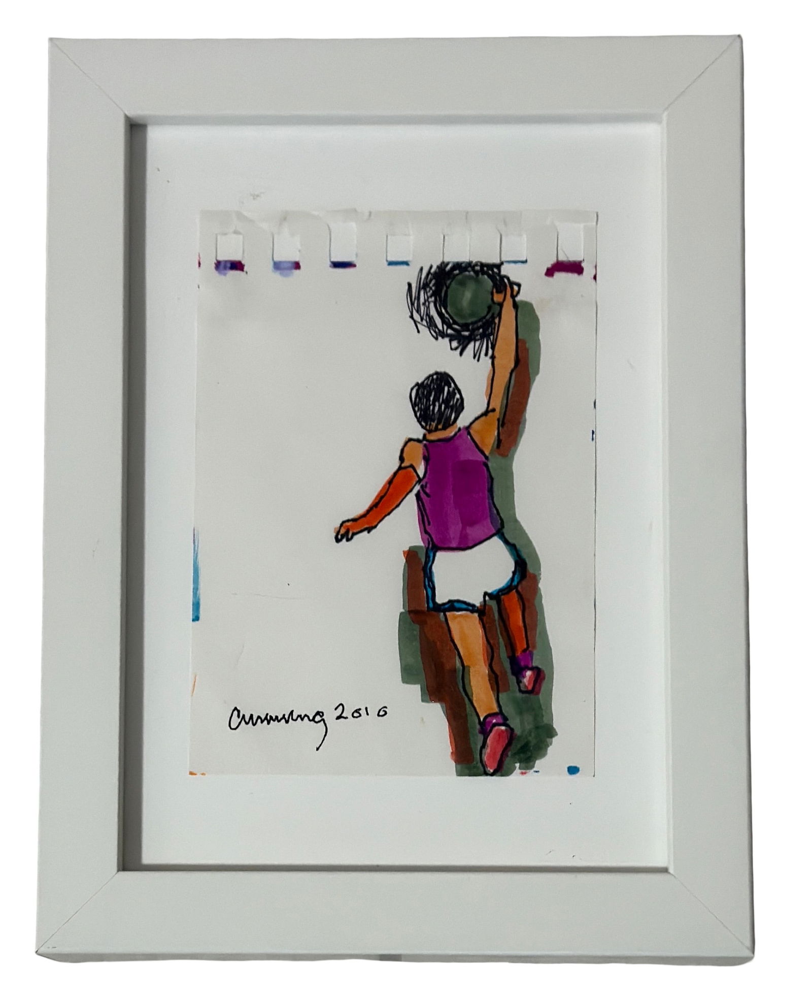 William Lee Cumming (1917 - 2010) American: William Lee Cumming (1917 - 2010) Mixed Media on Paper, signed & dated 2010 lower left, measures, 5 x 3.5 and 8 x 6 inches w/frame. When preparing for a 2008 exhibition of his paintings, William Cummi