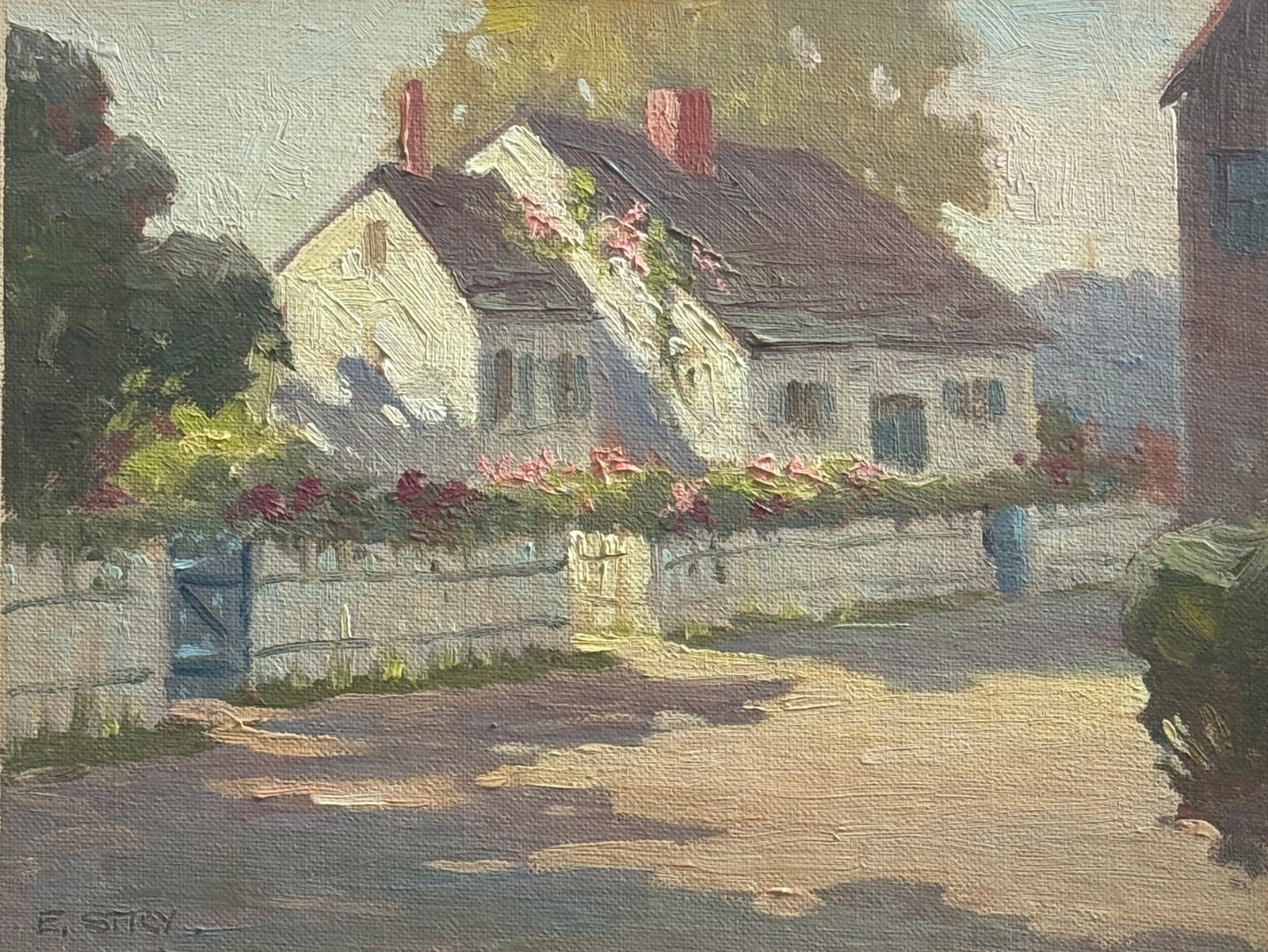 Irene Stry (1904 - 1963) American: Irene Stry (1904 - 1963) American ,Oil on canvas board Signed , measures 8"x10" ,w/f 11"x13"