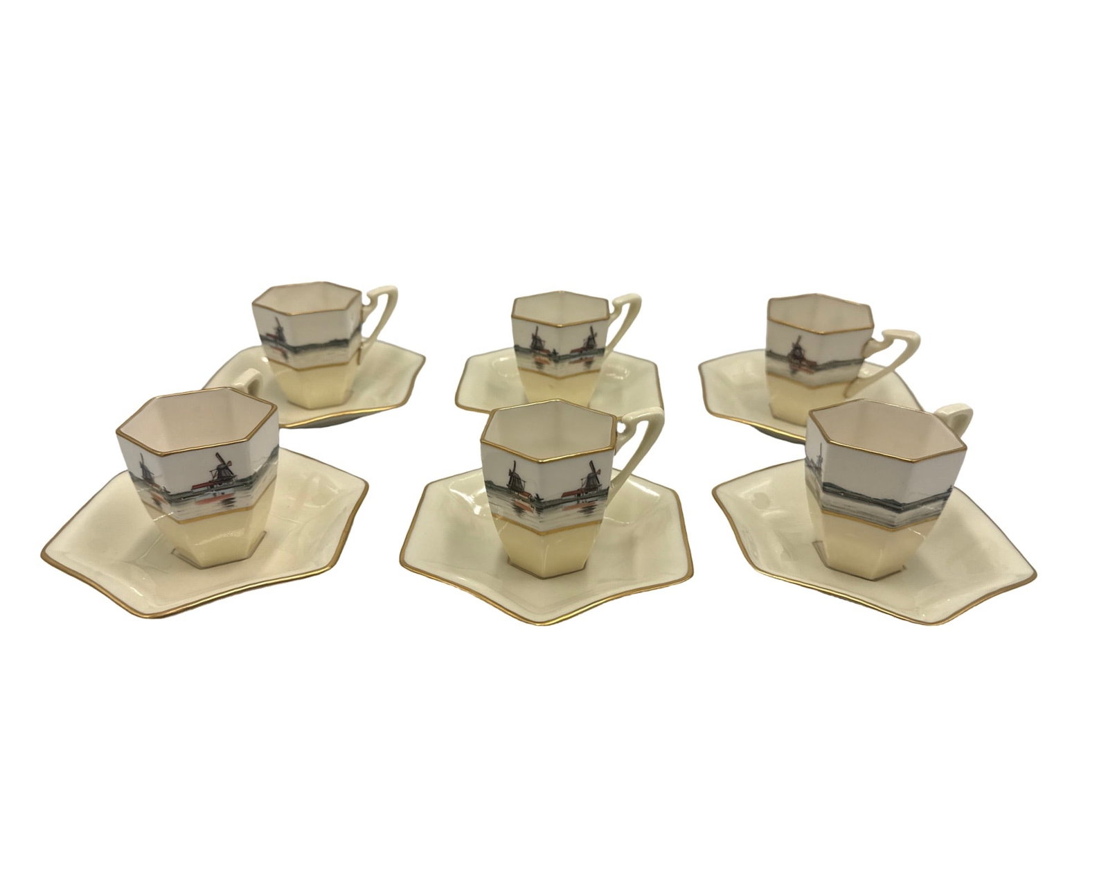 Antique Lenox Coffee Cup & Saucer Scenic for TIffany & Co: Antique Lenox Coffee Cup & Saucer Scenic for TIffany & Co