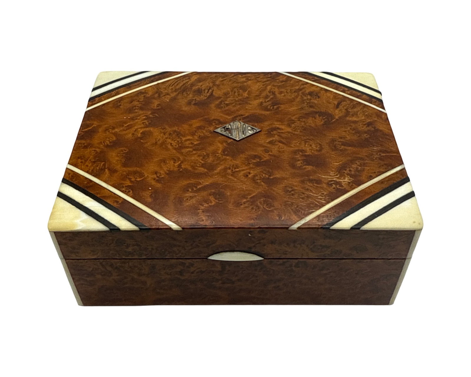 20th Century Antique French Maruetry Wood Jewelry Box: 20th Century Antique French Maruetry Wood Jewelry Box Measures 5 x 3.5 x 2 inches.