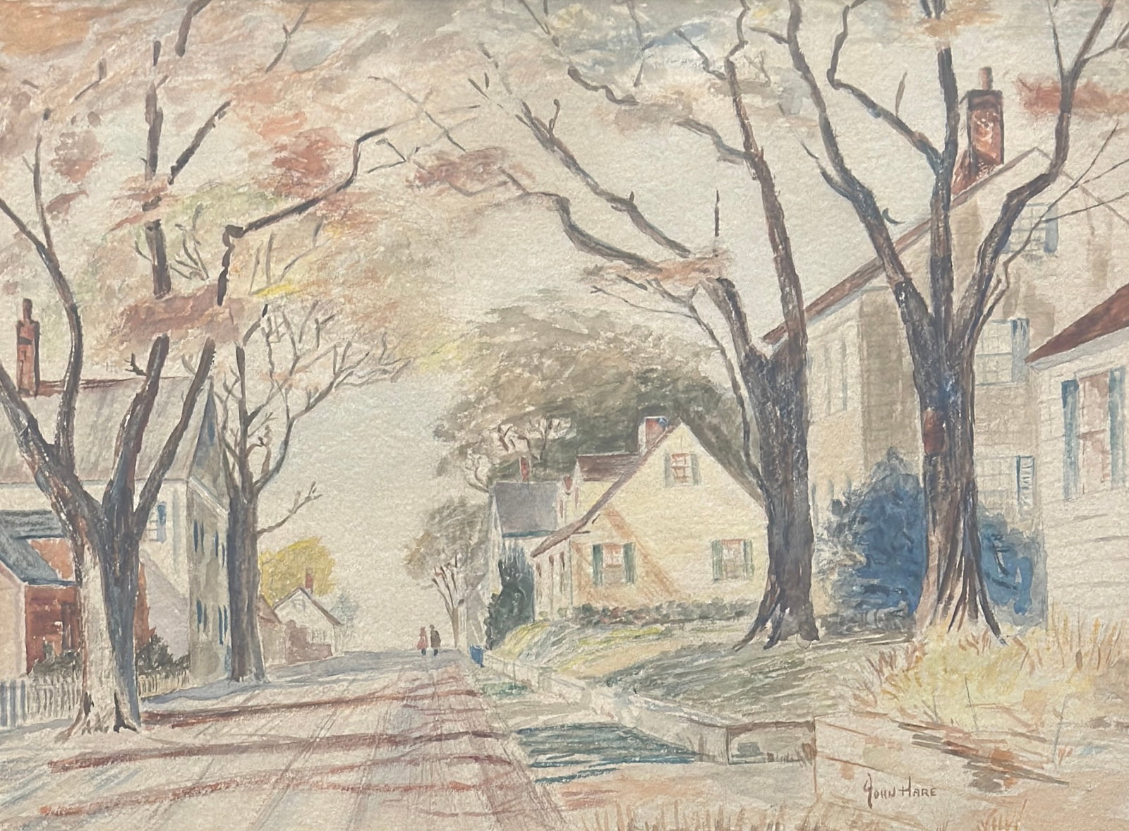 John Cuthbert Hare (1909 - 1978) American: John Cuthbert Hare (1909 - 1978) Watercolor on paper, signed lower right, measures 14.5"x19.5" w/f 22"x27"John Cuthbert Hare, 1908-1978, was a watercolorist who painted boats, seascapes and harbor sce