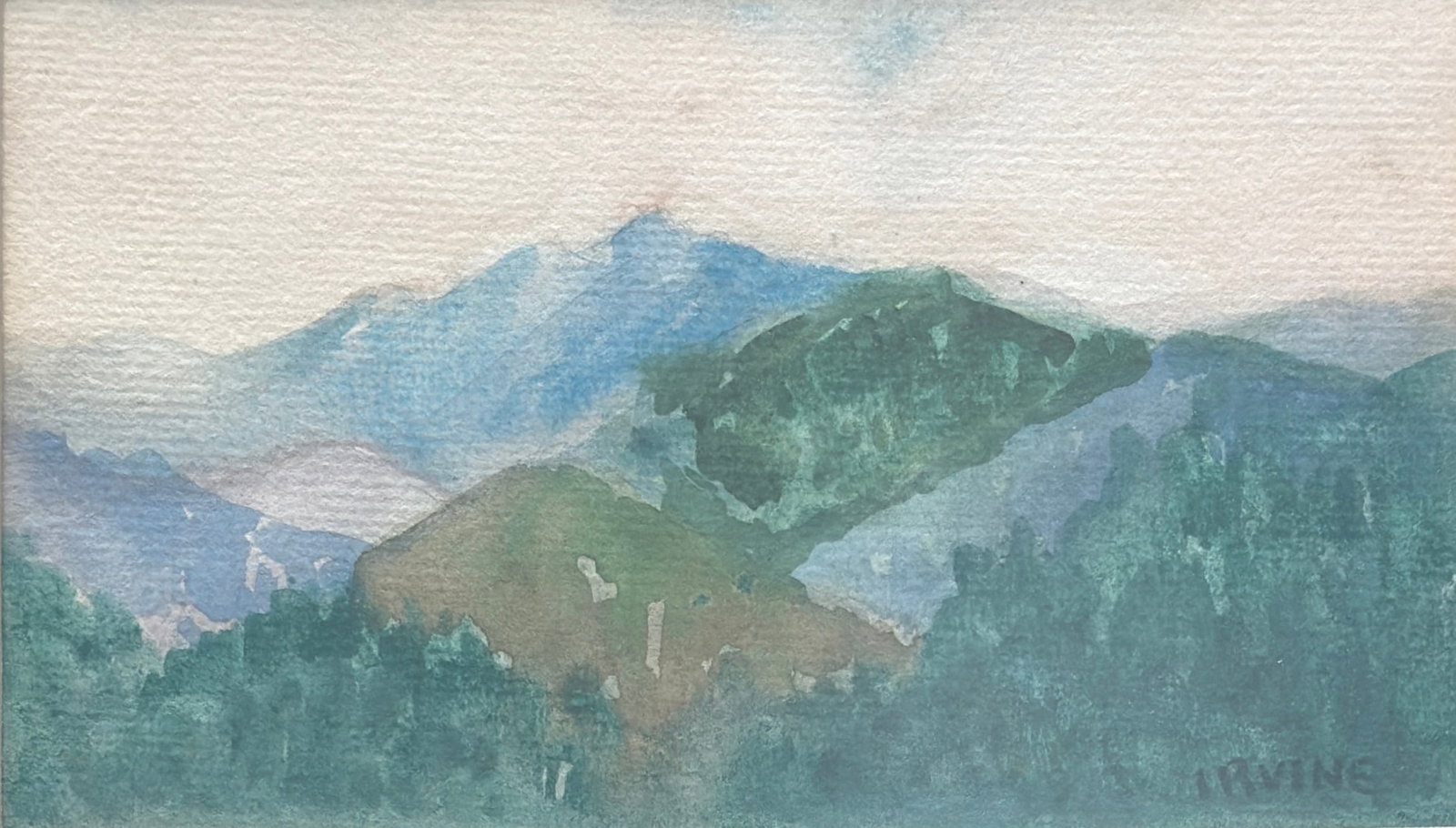 Wilson Henry Irvine (1869 - 1936) American: Wilson Henry Irvine (1869 - 1936) Watercolor on paper, signed lower right, measures 4 x 6.5 and 10 x 12 inches w/frame. A prolific Impressionist with a penchant for atmospheric scenes, Illinois native