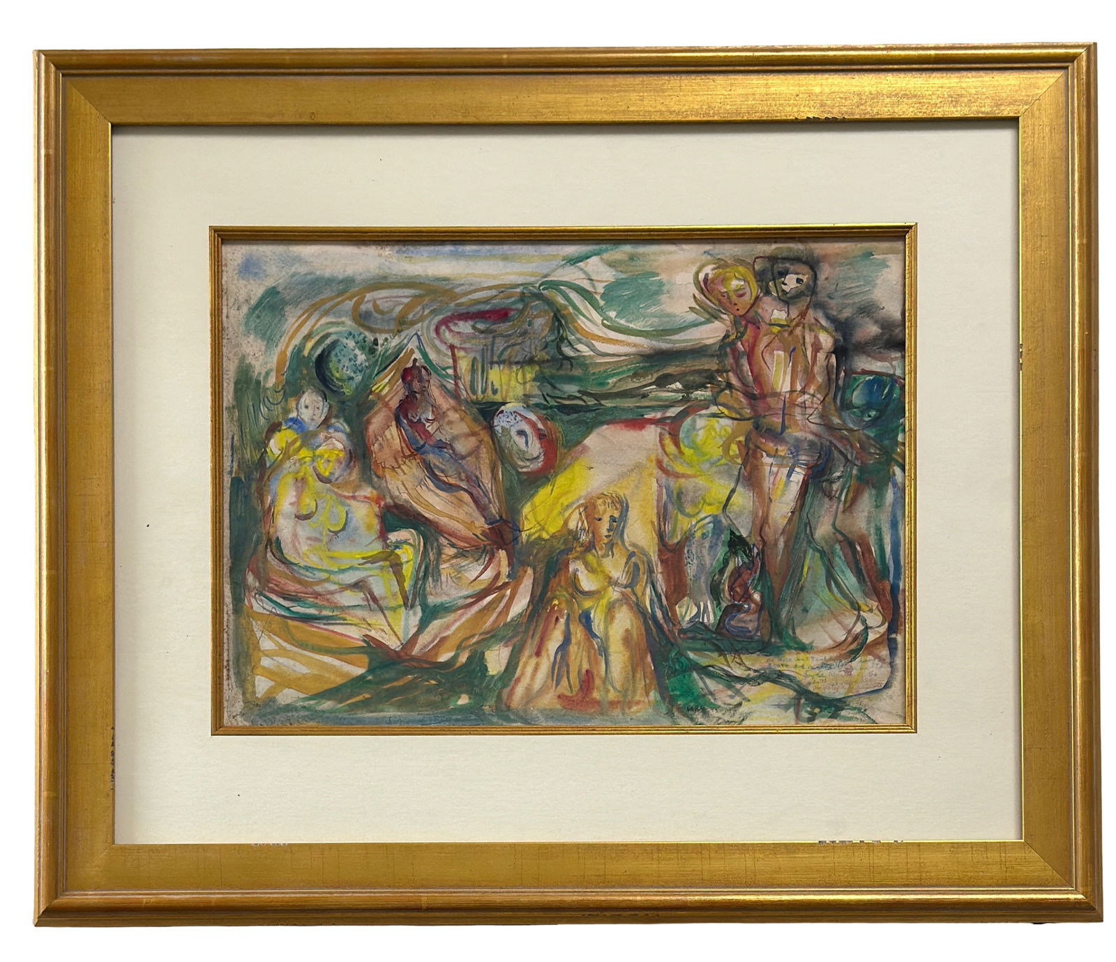 Wesley Lea (1914 - 1981) American: Wesley Lea (1914 - 1981) Watercolor on paper, signed and dated 45' , measures 11 x 15 and 19 x 23 inches w/frame. From The Estate of The Artist