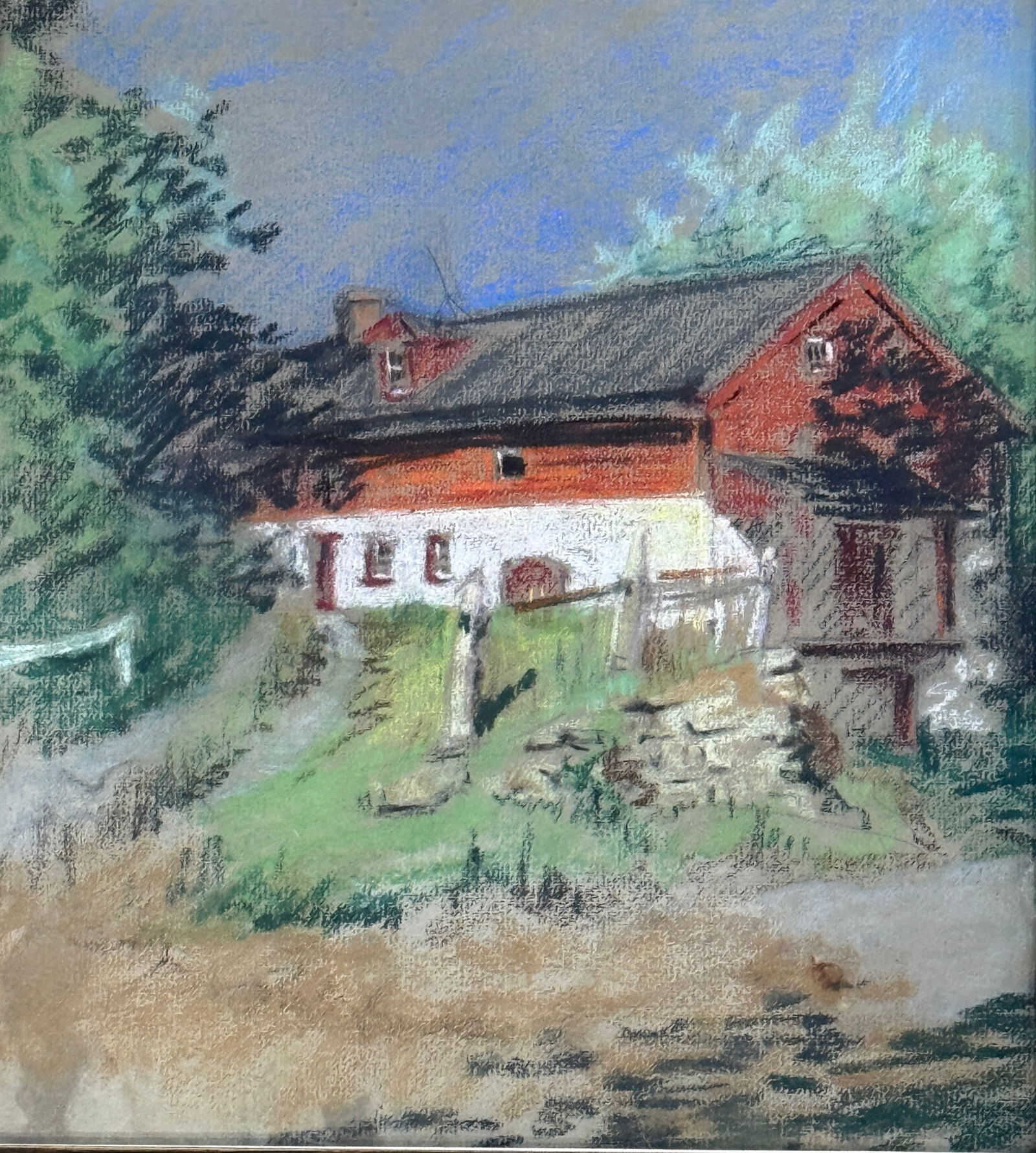 Mary Madeline Hofstetter Baker (1913 - 1995) American: Mary Madeline Hofstetter Baker (1913 - 1995) Pastel on paper, unsigned, labled on back and exhibited in the 30th Philadelphia Watercolor Club, piece measures 11.5 x 10 and 12.5 x 11.5 inches w/frame.