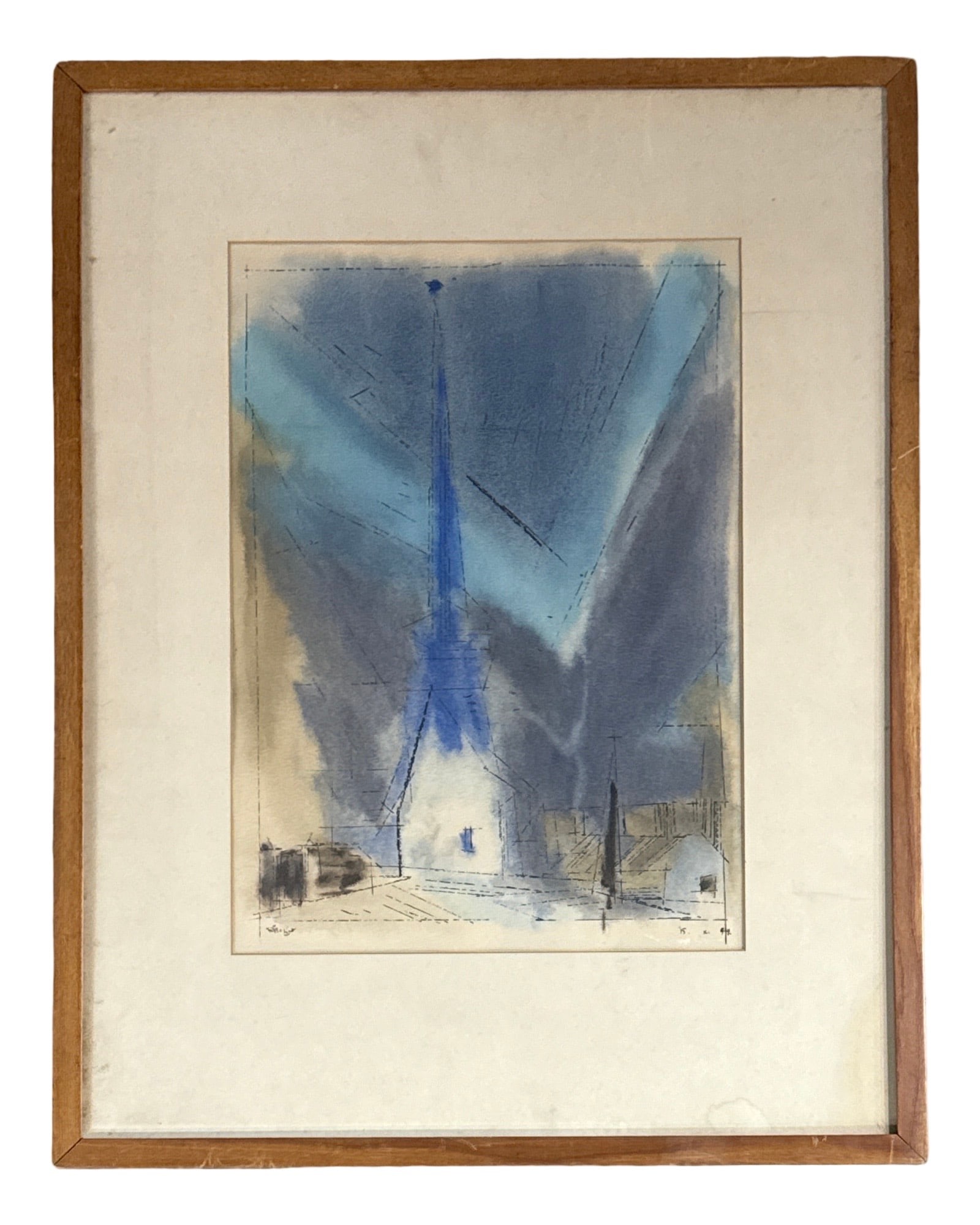 Lyonel Feininger (1871-1956) "Gothic Spire": Lyonel Feininger (German-American, 1871-1956) Screenprint reporduction on textured paper, piece is titled "Gothic Spire" but sometimes called the spire of Almeronda, piece measures 16 x 12 and 32 x