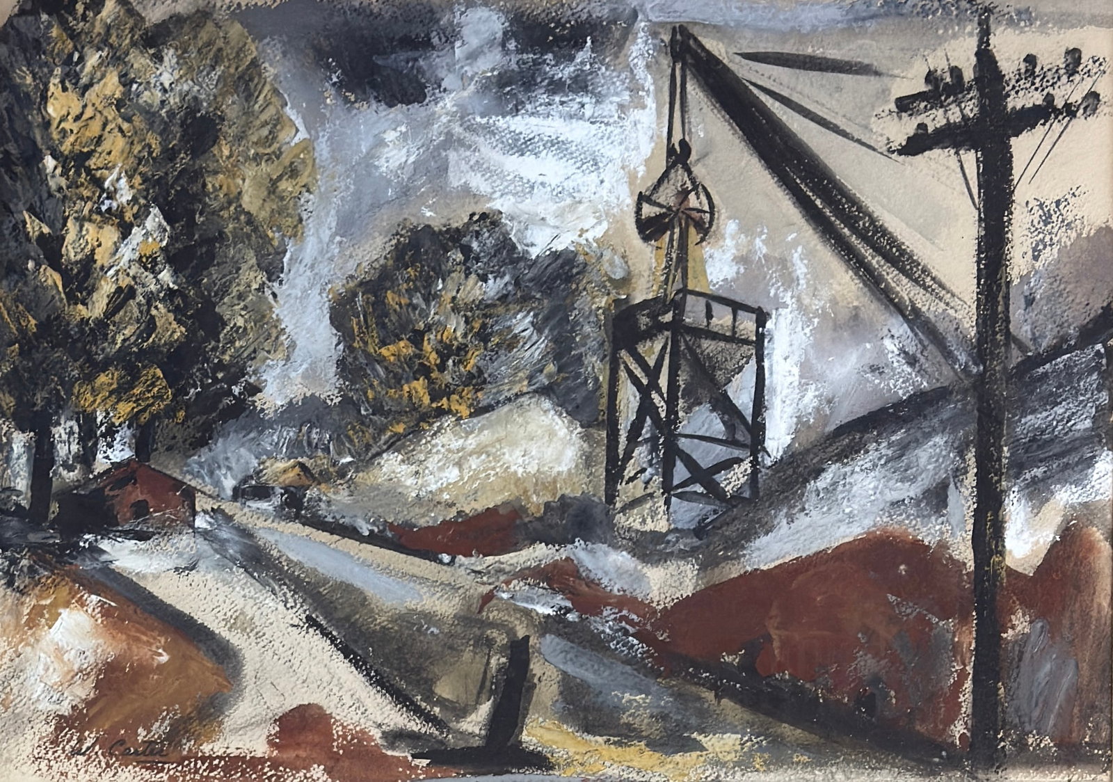 William Sylvester Carter (1909 - 1996) American: William Sylvester Carter (1909 - 1996) Watercolor & Gouache on paper, signed lower left, piece measures 15.5 x 21.5 and 27 x 32 inches w/frame. Artist began his serious training at The Art Institute.