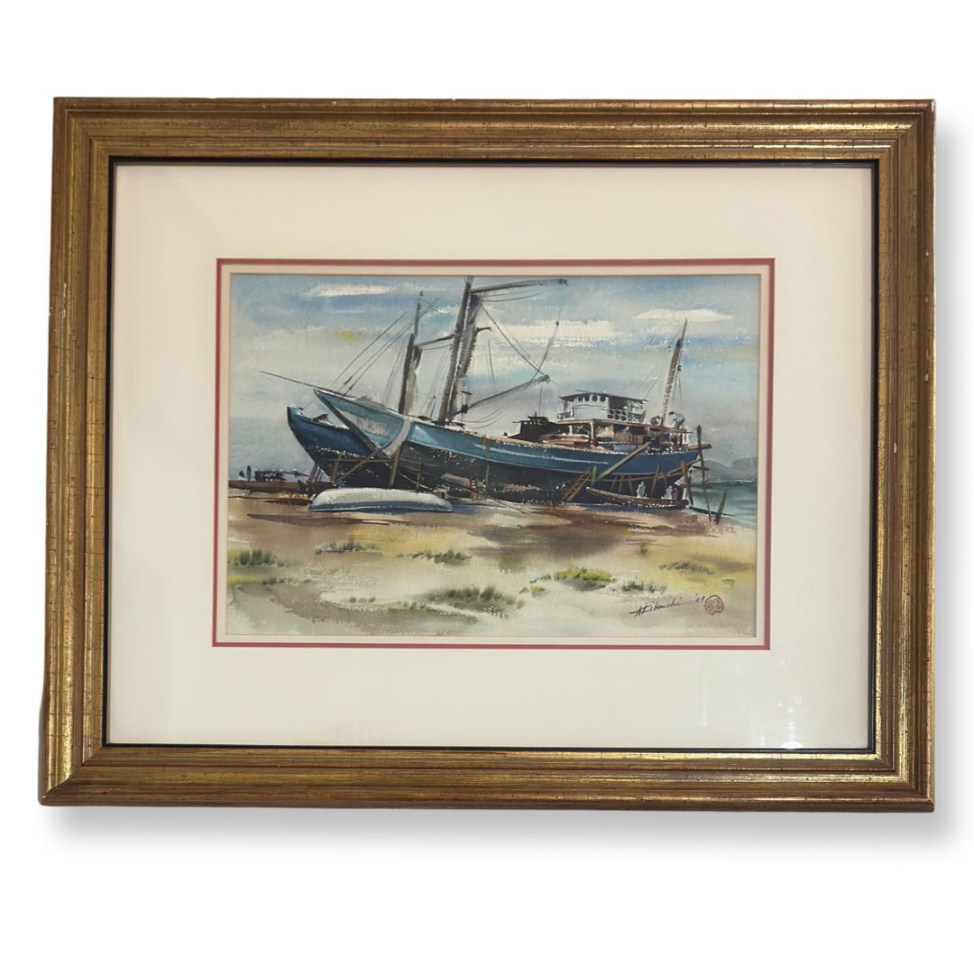 Vintage Watercolor painting ilegilible signature - 2