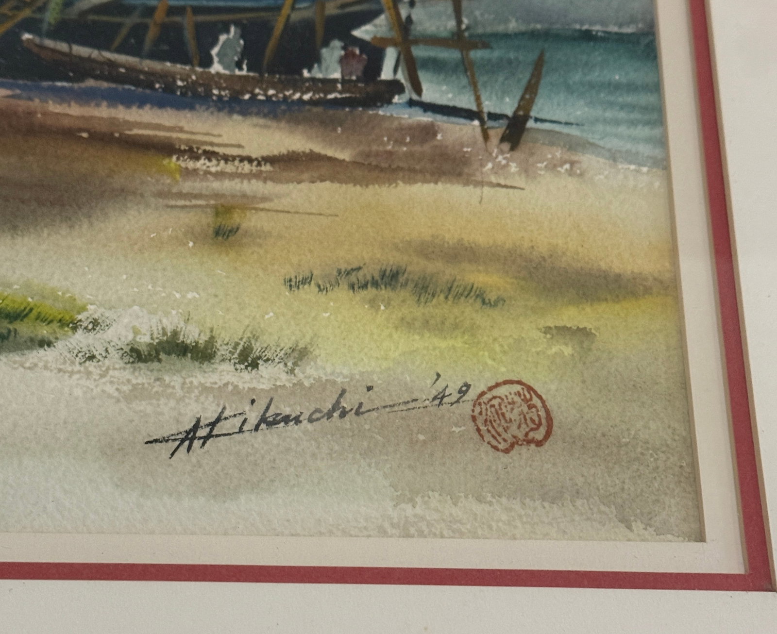 Vintage Watercolor painting ilegilible signature - 3