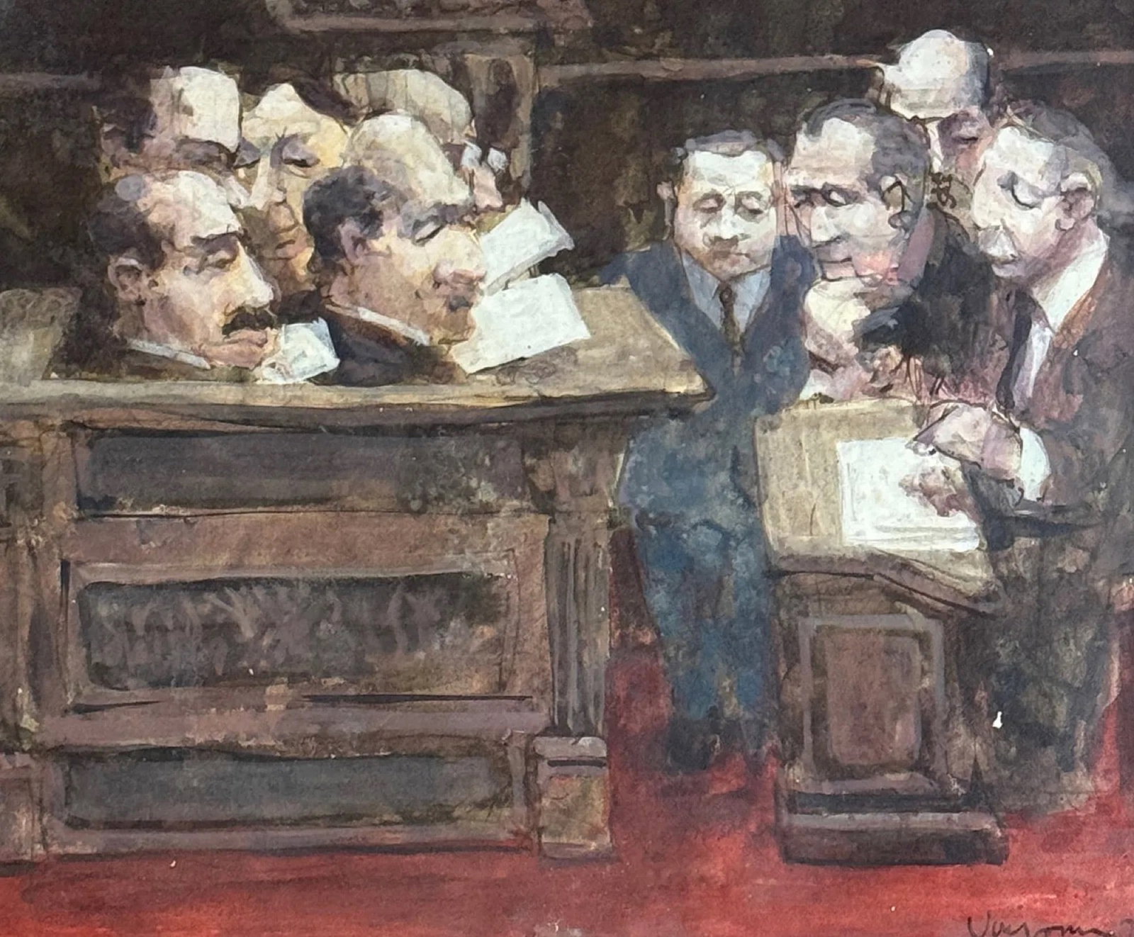 Hank Virgona (1929 - 2019) American: Hank Virgona (1929 - 2019) Watercolor & Gouache, signed lower right, measures 10 x 12 and 17.5 x 19.5 inches w/frame. Born in Brooklyn on the eve of the Great Depression, October 1929. Hank Virgona