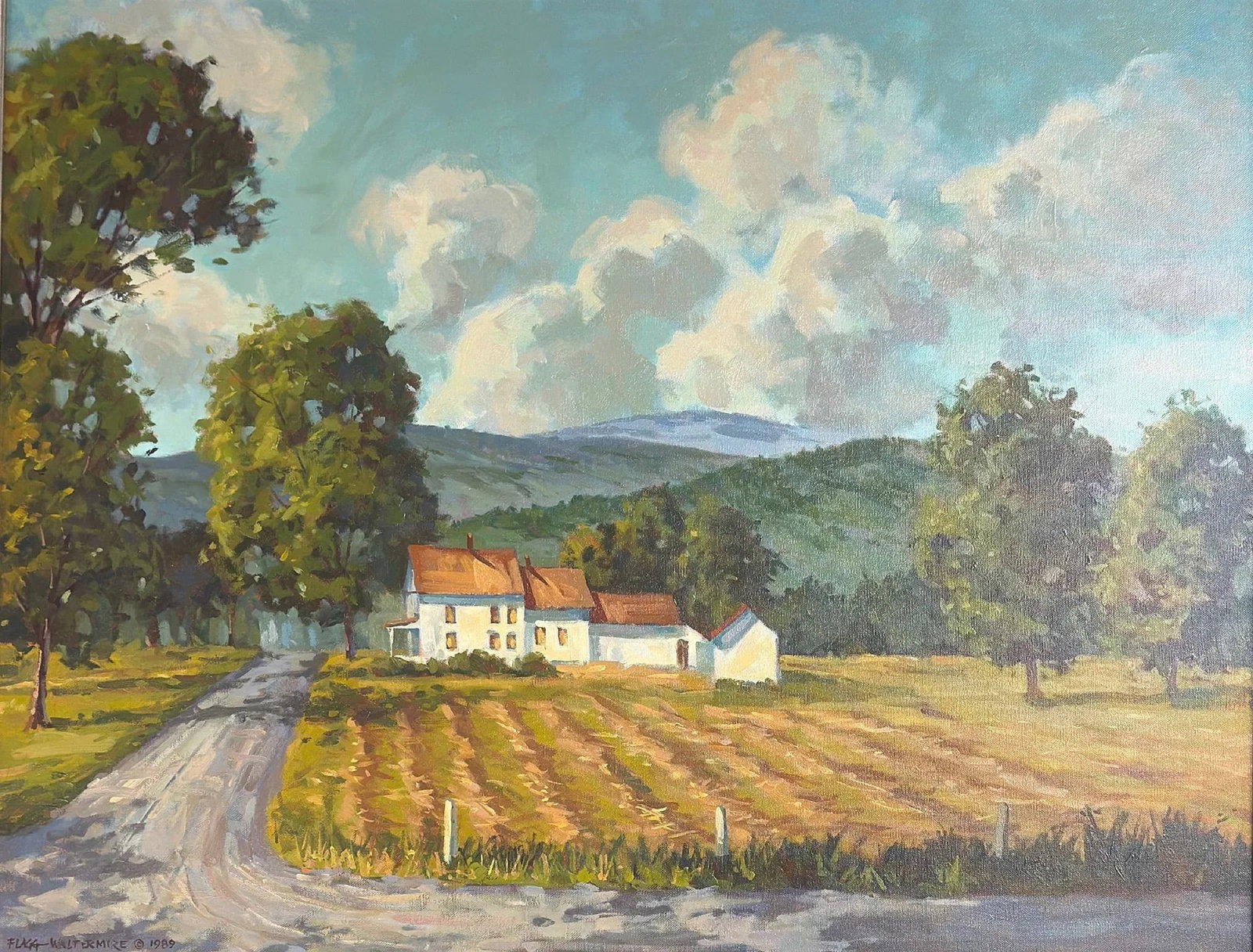 K. FLAGG WALTERMIRE (America, Contemporary) “SUNDERLAND 1989”: K. FLAGG WALTERMIRE (America, Contemporary) Oil on canvas, signed lower left and dated and titled “SUNDERLAND 1989”; 28 X 36 inches.