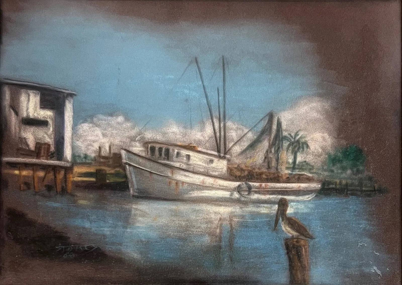 Durett Woodward Stokes (1881 - 1967) American: Durett Stokes, Pastel Painting, Signed, Measures ( x inches ) w/frame ( x. inches ) Durett Stokes was an American artist who specialized in landscapes; however, he was also quite skilled in