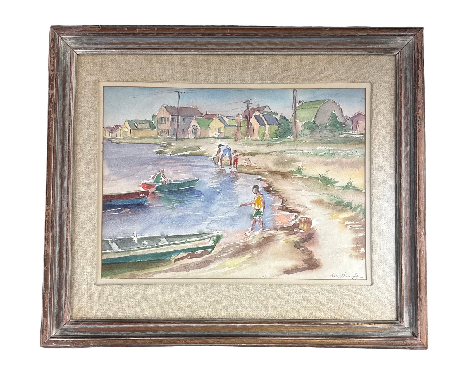 Isaac Friedlander (1890 - 1968) American: Isaac Friedlander (1890 - 1968) Watercolor on paper, signed lower right "Freidlander" and dated 52', piece measures 14 x 19 and 19.5 x 25 inches w/frame. Born in 1890 in Mitau, Latvia, Isac