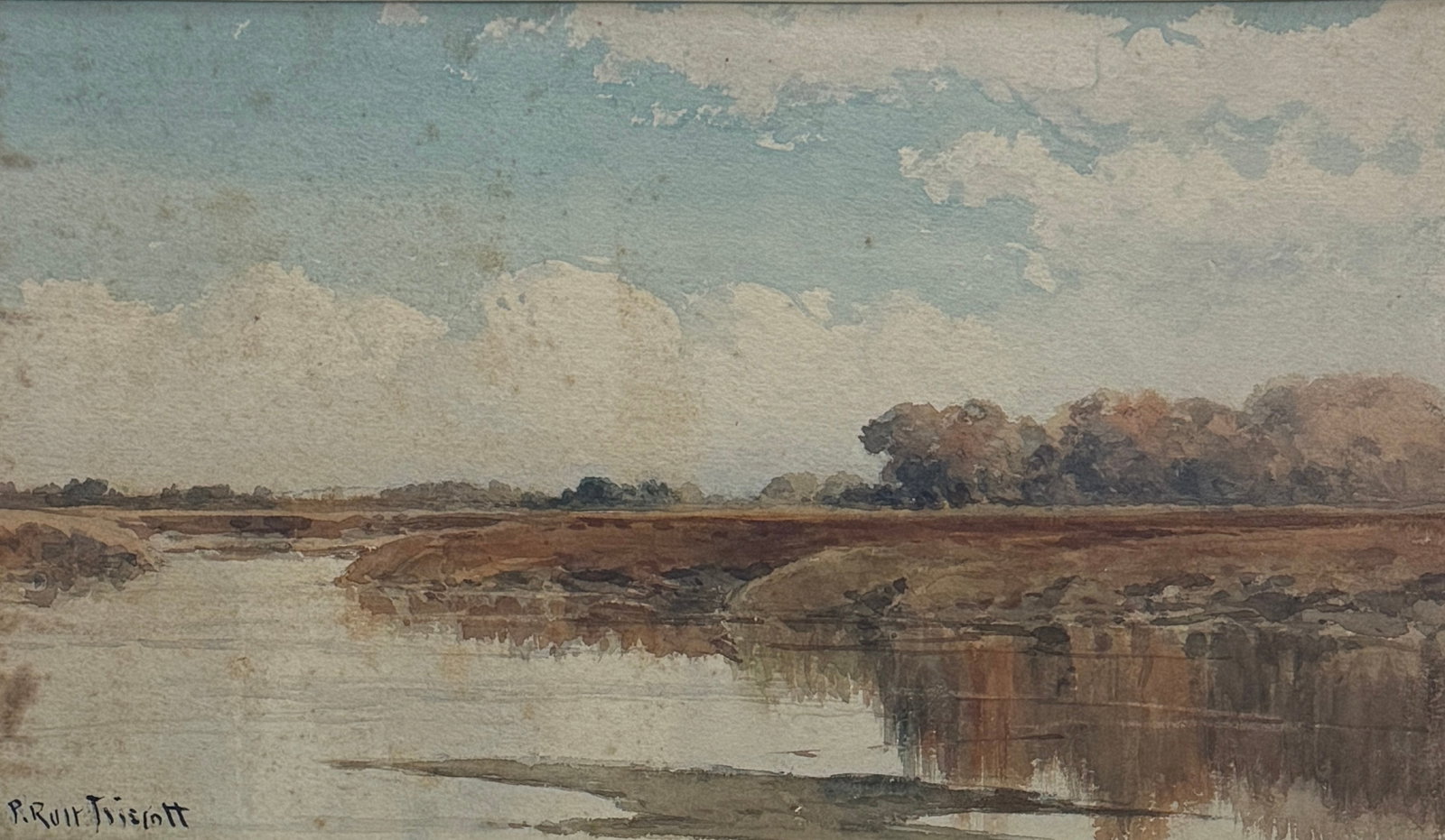 Samuel Peter Rolt Triscott (1846 - 1925): Samuel Peter Rolt Triscott (1846 - 1925)Watercolor on Paper, Signed , measures 8"x13.5" w/f 15.5"x20.5" Biography: Samuel Peter Rolt Triscott was born January 4, 1846 in Gosport, England. He was one