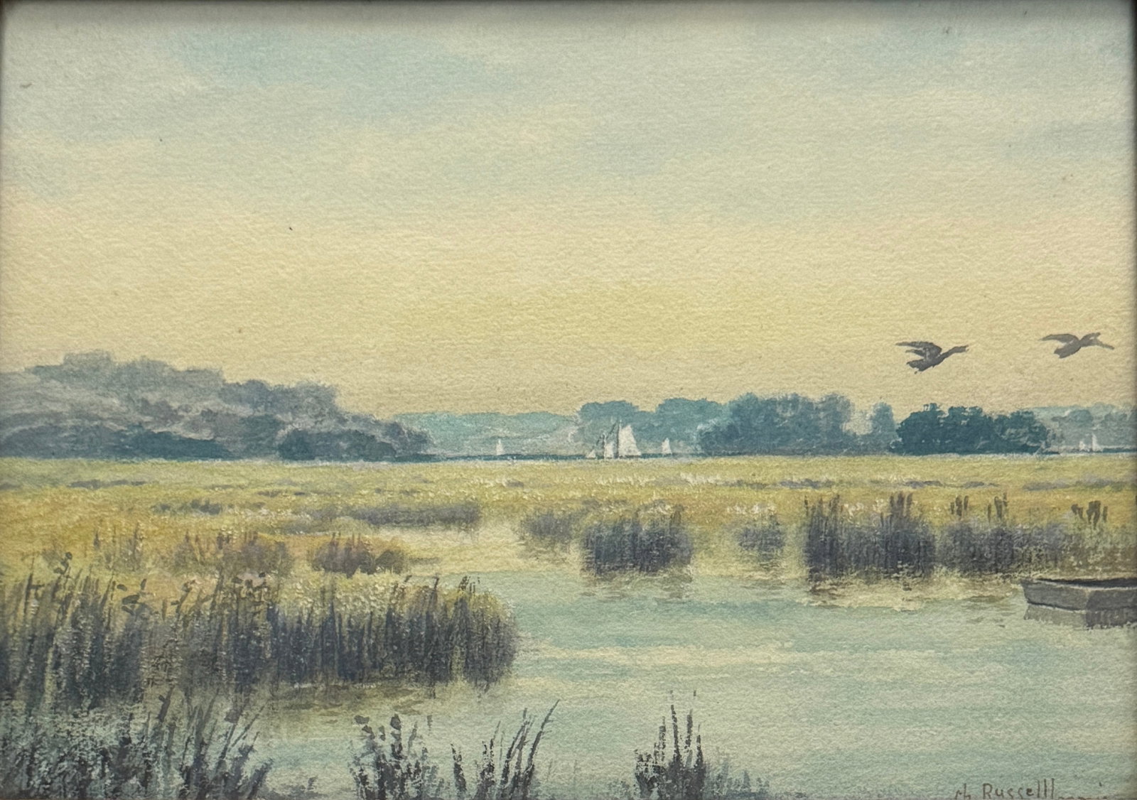 Charles Russell Loomis (1857 - 1936) American: Charles Russell Loomis (1857 - 1936) American ,Watercolor on Paper Signed measures 7"x9.5" w/f 8.5"x11"Known for: Landscape and portrait painting, illustrationBiography: Impressionist painter primaril