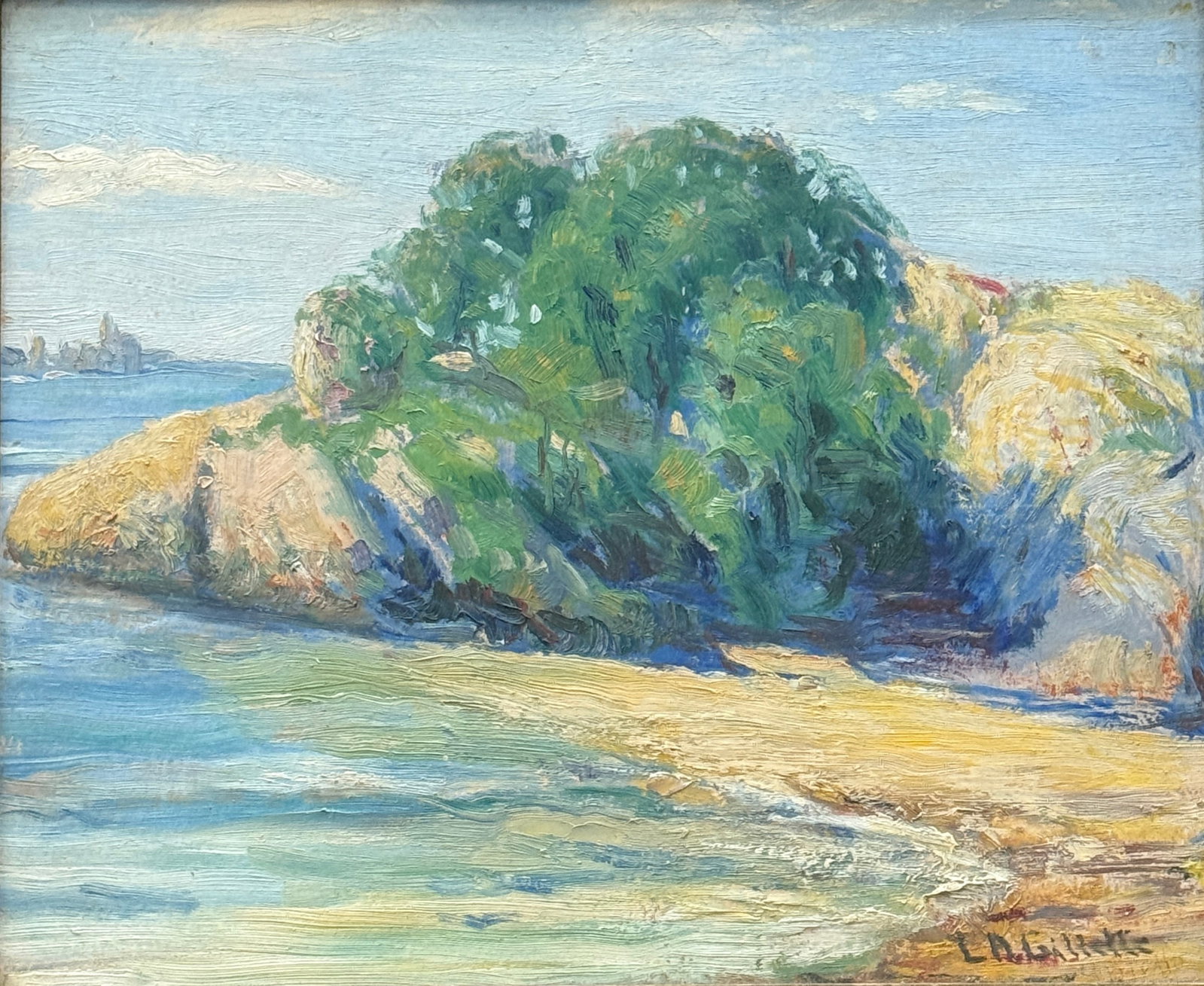 Lester Gillette (1855 - 1940) American: Lester Gillette (1855 - 1940) Oil on board, signed lower right, measures 9.5" x 11.5" w/f 13" x 15"Lester Alphonso Gillette was born in Columbus, Ohio on October 5th, 1855. Little is known of his earl