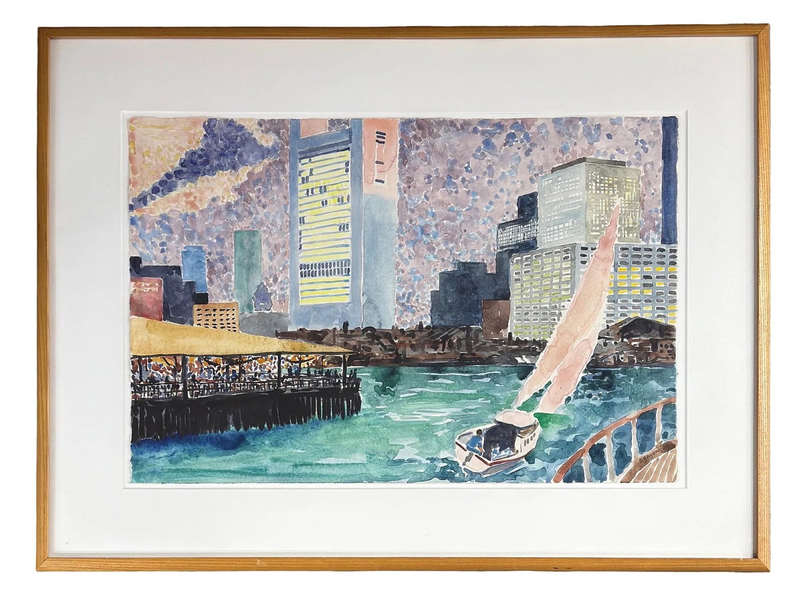 Paul Tatsumi Nagano (b. 1938) Boston Harbor: Paul Tatsumi Nagano (b. 1938) Boston Harbor, watercolor on paper, signed lower right and dated '80; the sheet measures 15 x 22 inches and is framed to 22 x 30 x 2 inches. This beautiful watercolor cap