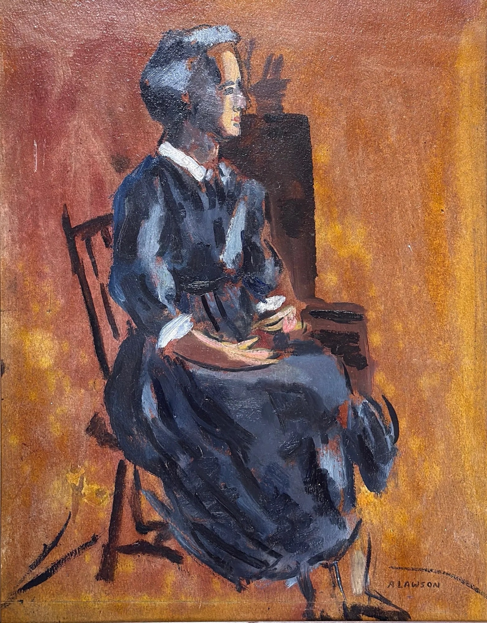 Adelaide Lawson Gaylor (1889 - 1986) American: Adelaide Lawson Gaylor (1889 - 1986) Oil on board, signed lower right "A. Lawson", measures 19.5 x 15 and 22 x 18 inches w/frame. Adelaide Lawson Gaylor was active as an artist in New York during the