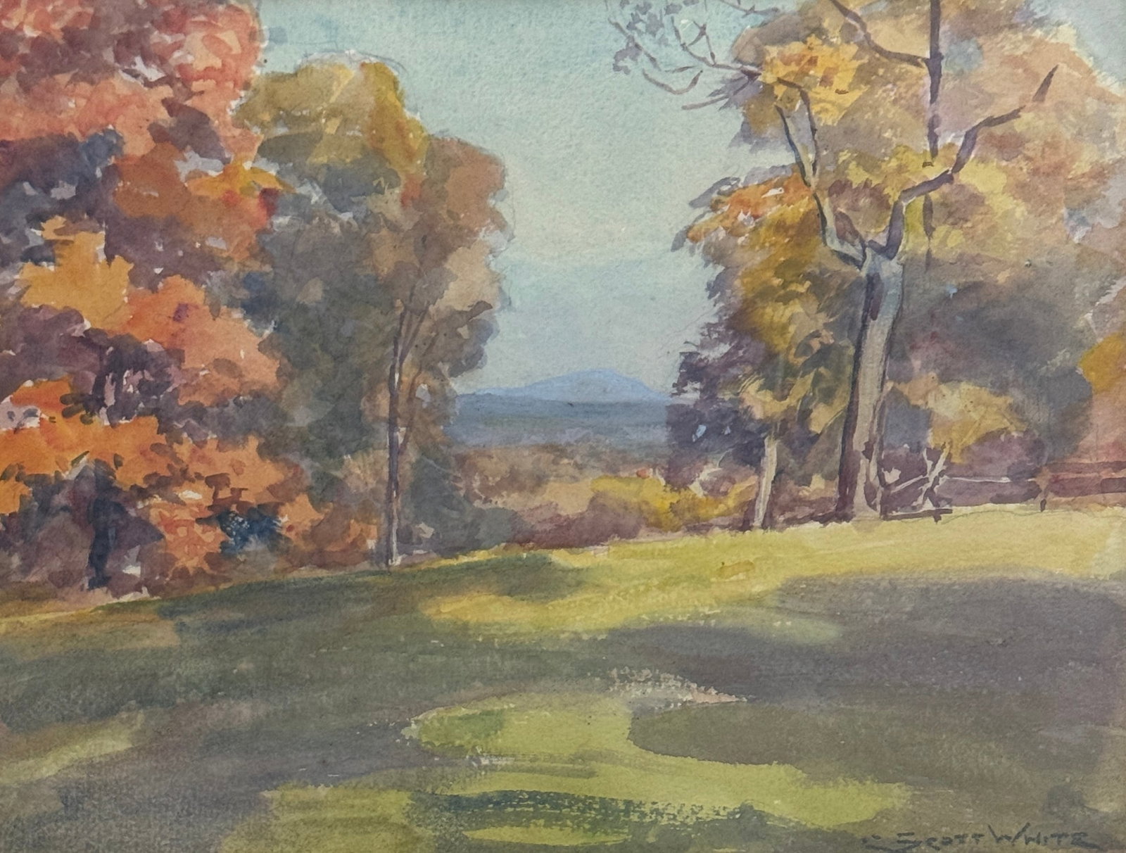 Clarence Scott White (1872 - 1965) American: Clarence Scott White (1872 - 1965) American, Watercolor on paper ,Signed measures 7"x9" w/f 14"x16"
