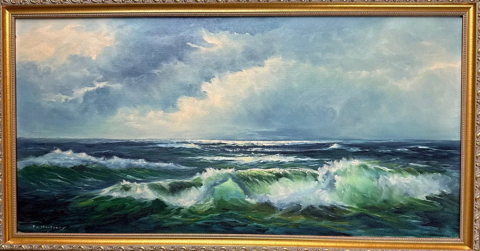 Evelyne Regina MacCourt ( 1904-2002 ) Wind Swept Sea: Evelyne Regina MacCourt ( 1904-2002 ) Wind Swept Sea, Oil on board, Signed, Measures . Estate of Mary L Scuderi.Togetherness keynotes the art work of Evelyne and Winn MacCourt, husband and wife