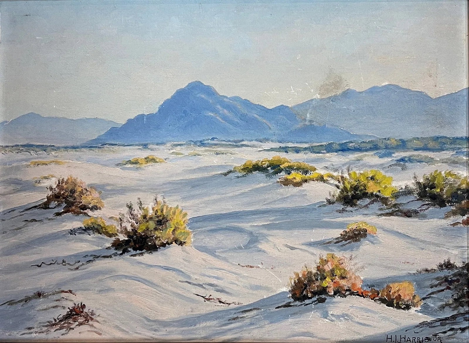 H. L. Harris Jr. (21st Century) American: H. L. Harris Jr. (21st Century) oil on canvas board, signed lower right, depicting California Desert Landscape, piece measures 11.5 x 15.5 and 14.5 x 18 inches w/ frame.