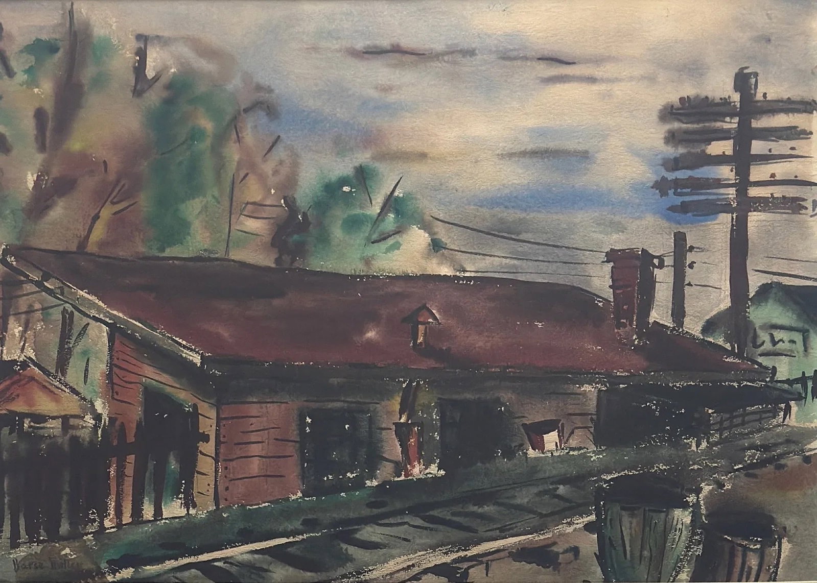 Barse Miller (1904 - 1973) American: Barse Miller (1904 - 1973) Watercolor on paper, signed lower left, measures 15 x 22 and 22.5 x 26 inches framed.