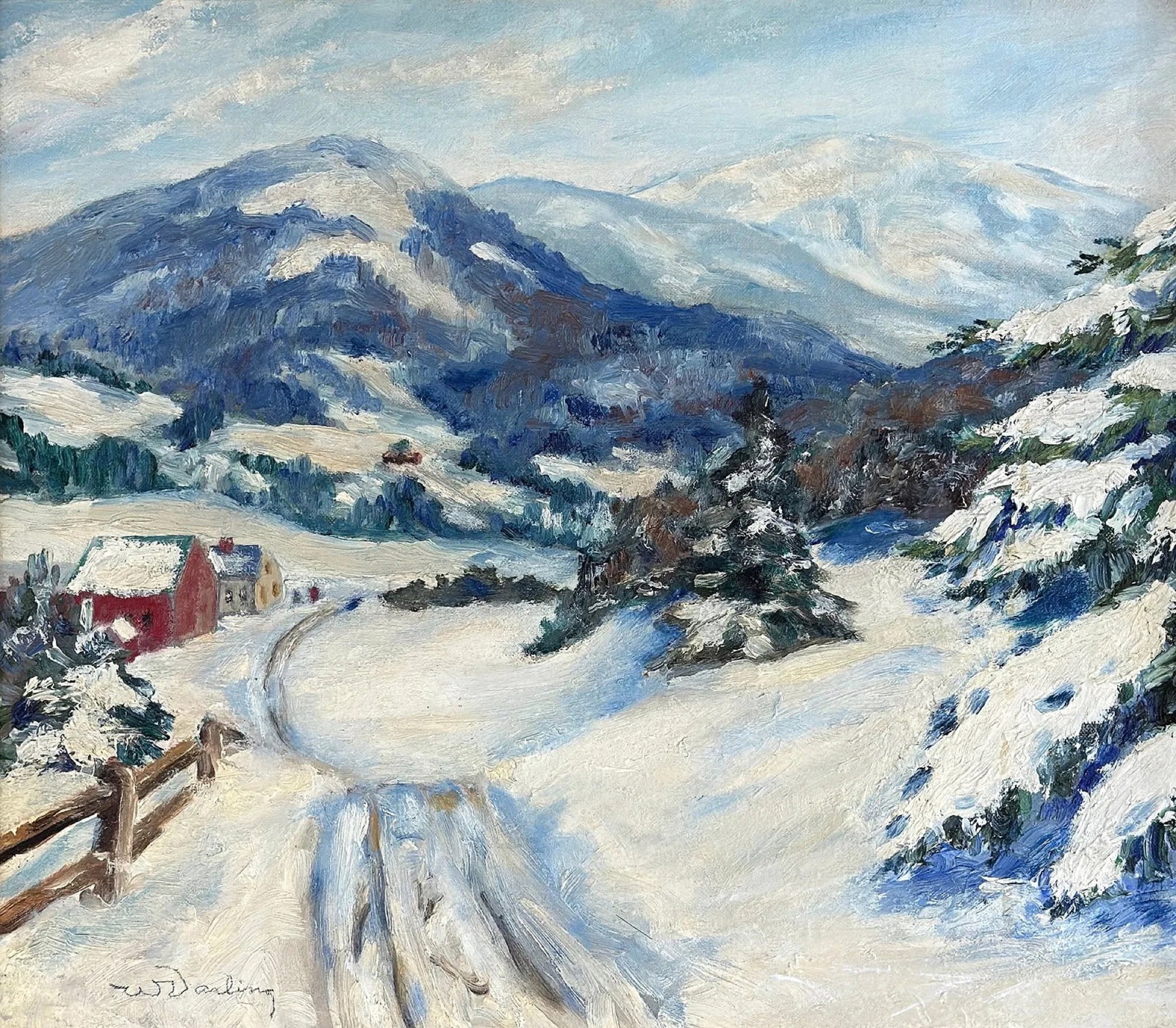 William Sandorhaji Darling (1882 - 1963) American: William Sandorhaji Darling (1882 - 1963) Oil on canvasboard, signed lower left, measures 14 x 16 and 17.5 x 19.5 inches w/frame. Born Wilmos Bela Sandorhaji at his family estate in Sandorhaji,