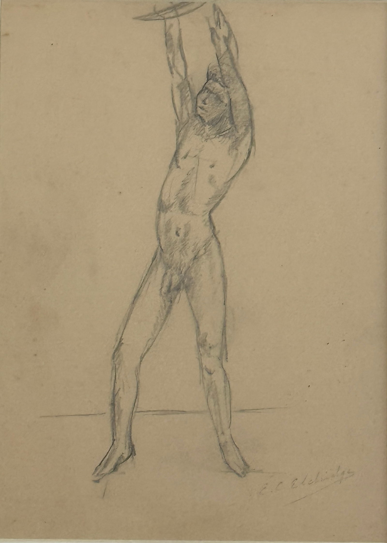 Edwin C Eldridge (19/20th century): Edwin C Eldridge (19/20th century) Graphite on paper, signed lower right, measures 10 x 7 and 12 inches. Quarter-length portrait of Edwin Eldridge. He was the first curator of the Layton Art Gallery, 