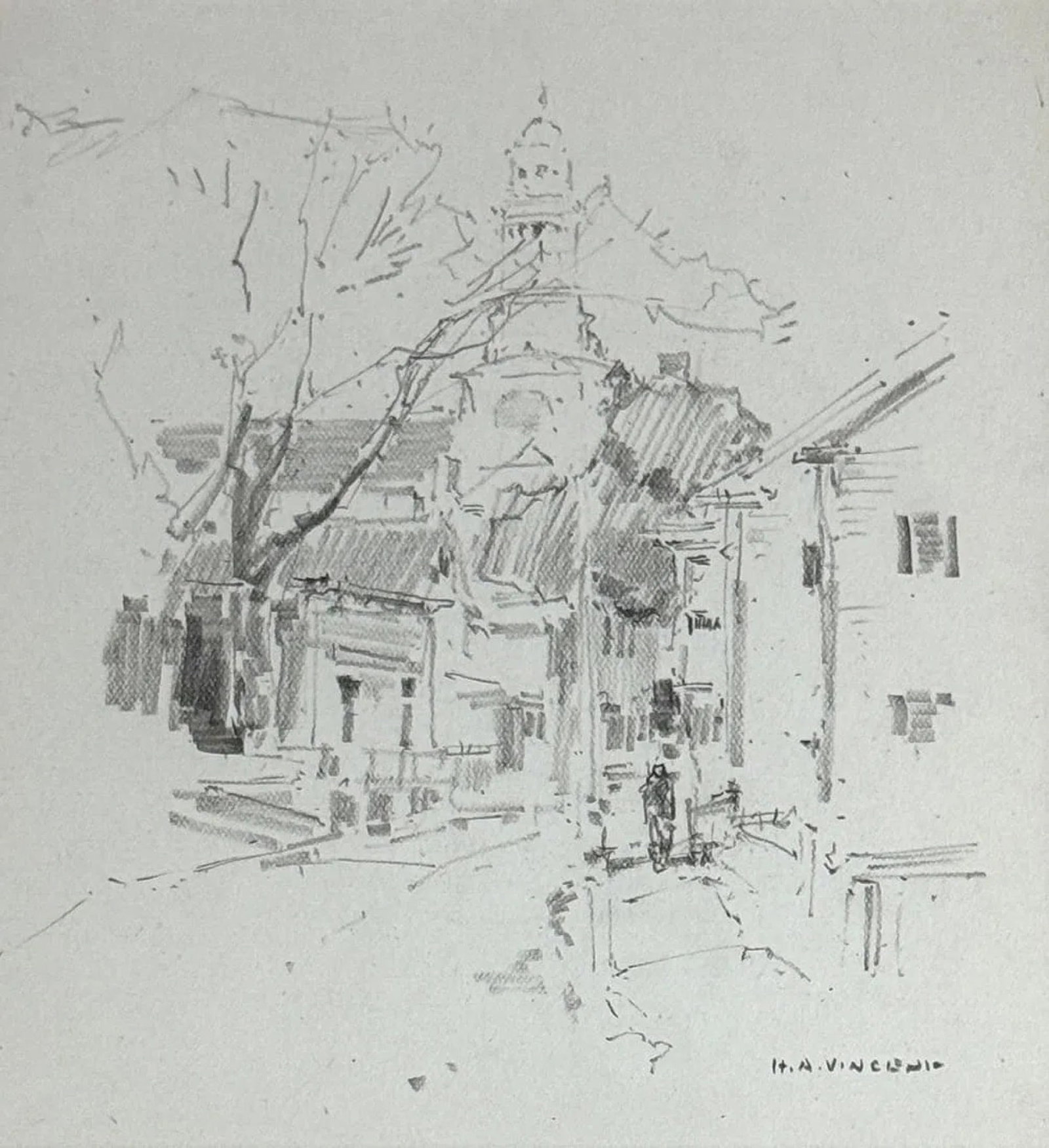 Harry Aiken Vincent(1864 - 1931) American: Harry Aiken Vincent(1864 - 1931) American ,Pencil on paper Signed measures 6.50" x 9.25"