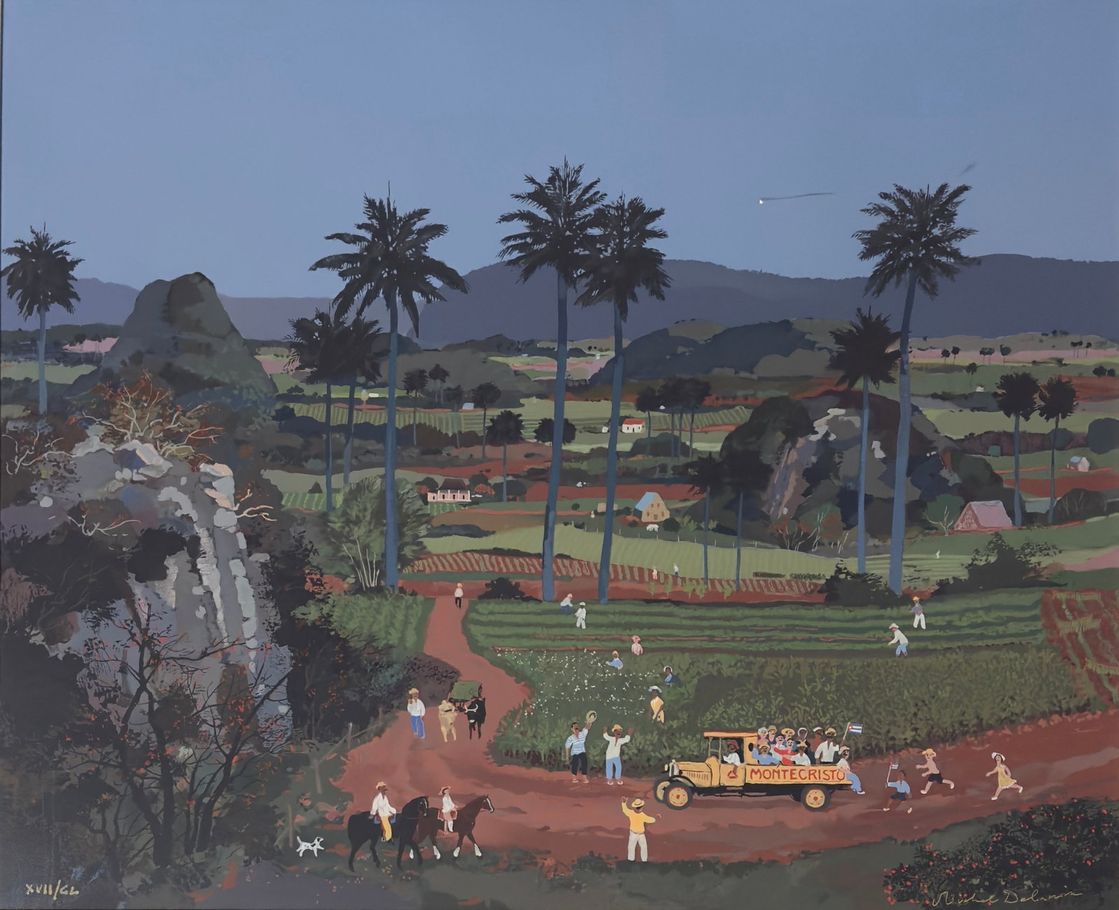 Michel Delacroix 1933 Paris, France(Montecristo Cigar): Limited Edition Hand signed and numbered Michel Delacroix Serigraph on Canvas, beautifully framed 23x28 inches w/ f: 25x29.75 inches
