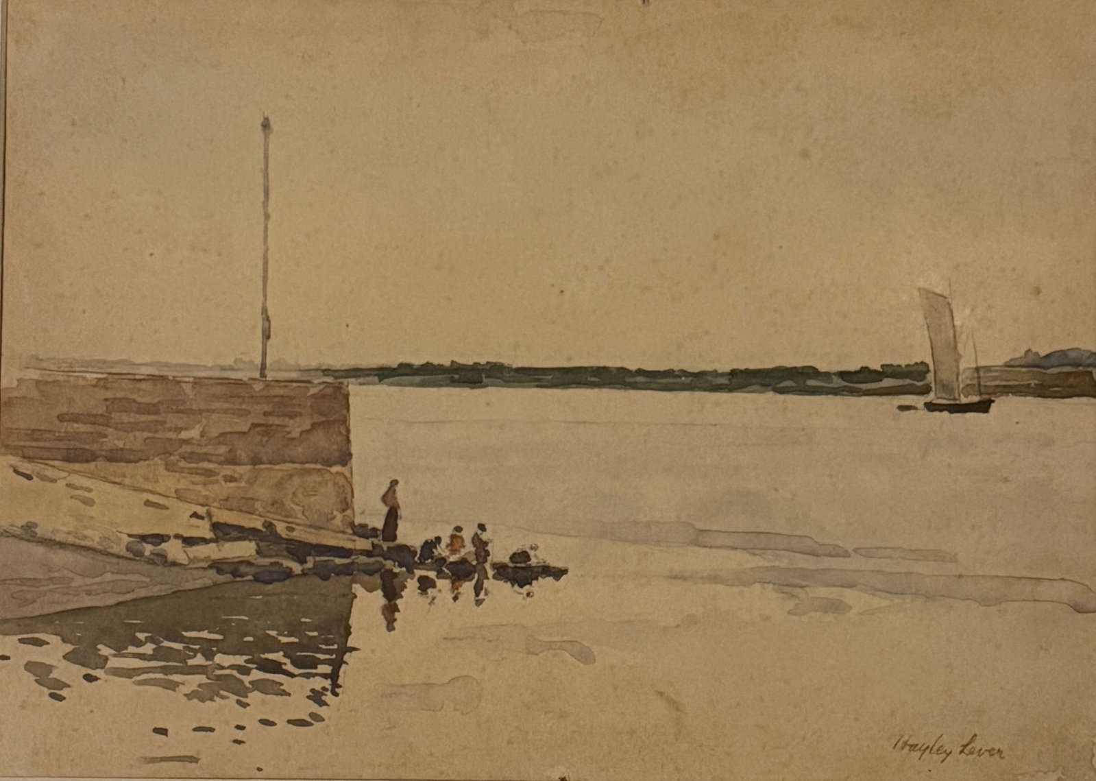 Hayley Lever (1876 - 1958) American: Hayley Lever (1876 - 1958) Watercolor on paper, signed lower right, measures 7.5 x 10 and 12 x 15 inches framed.Born in Adelaide, Australia, Hayley Lever was known for his town-shore landscapes and