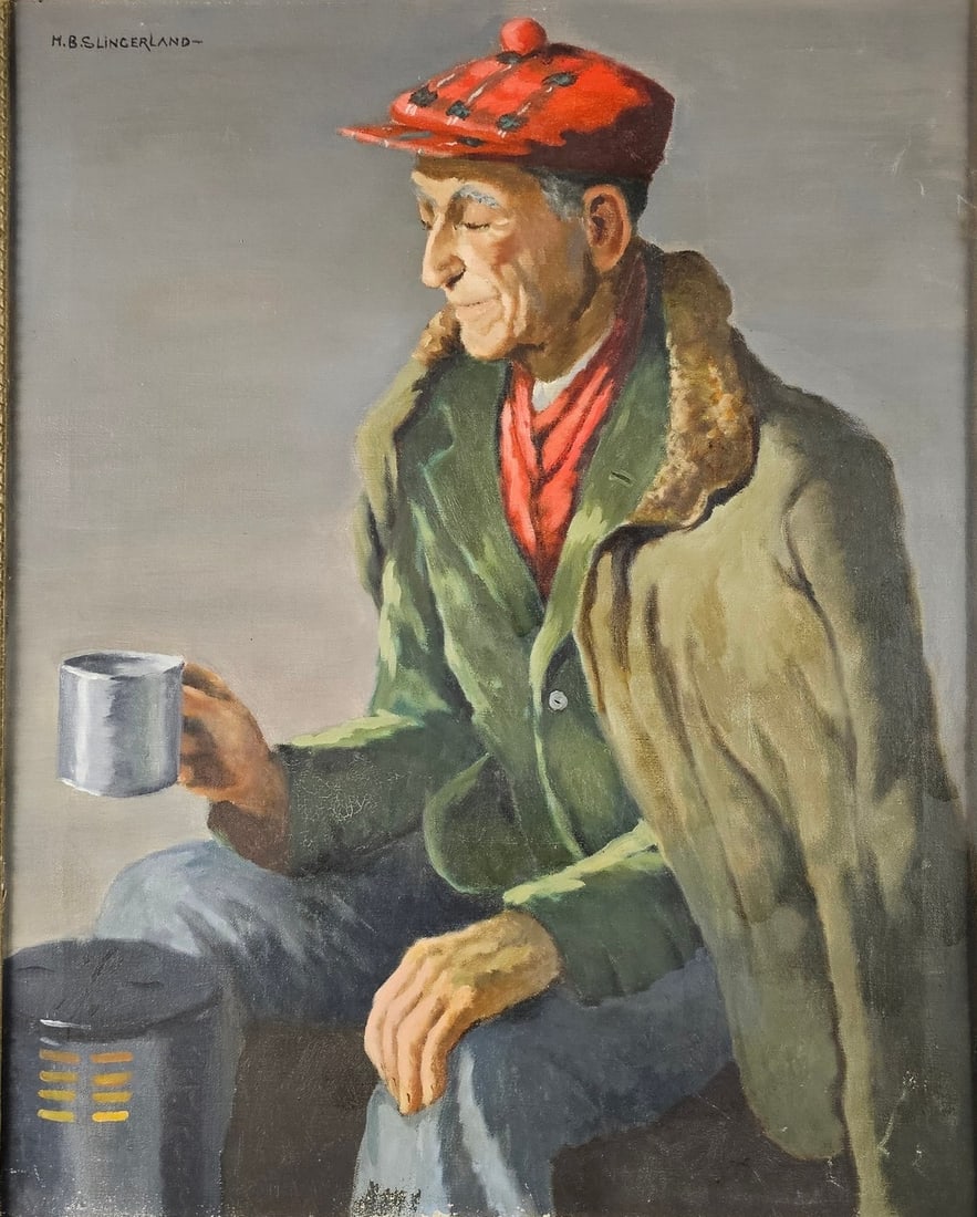Harold B. Slingerland (1898 - 1985)” Portrait”: Harold B. Slingerland Oil On Canvas - Male Portrait ,Signed ,measures 24”x30” w/f 30”x36