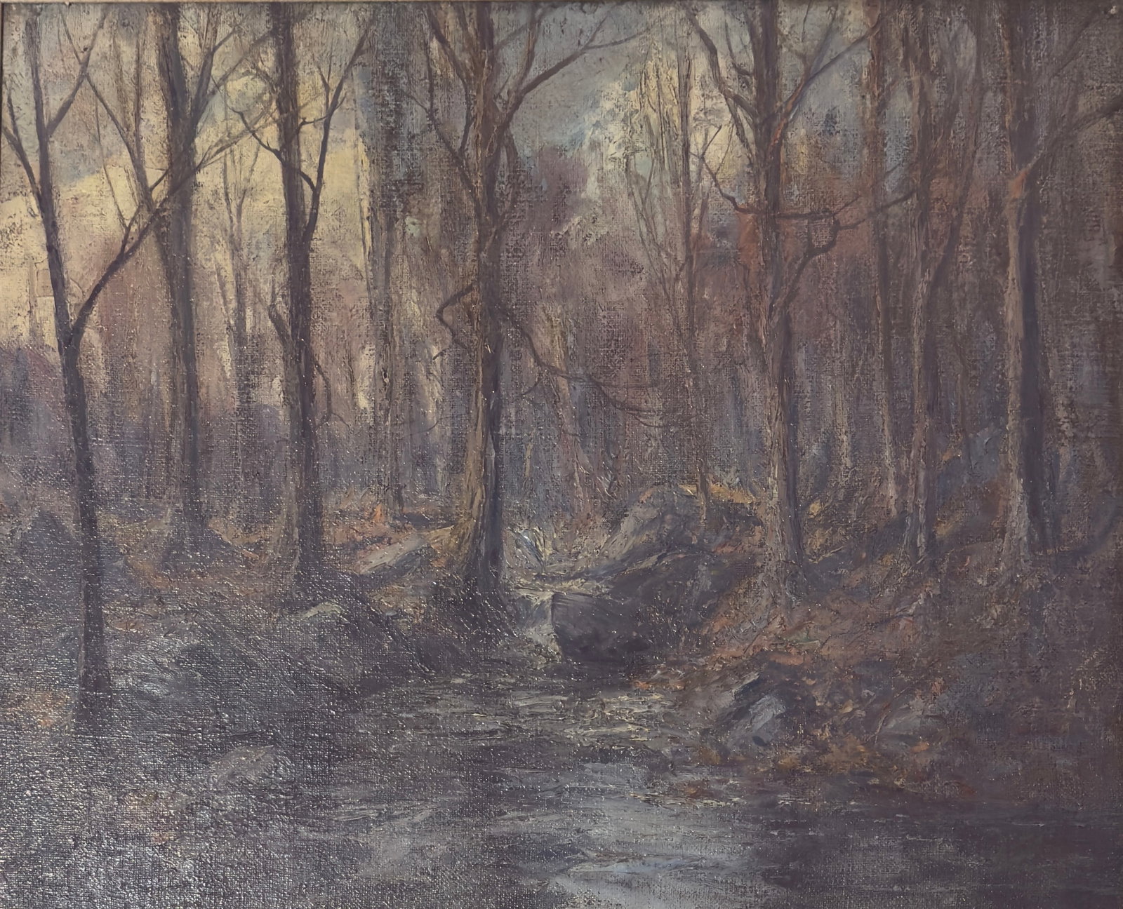 Hal Robinson (1867-1933) American: Hal Robinson (1867-1933) Oil on board, signed lower left, measures 26 x 30 and 32 x 36 inches framed. Landscape painter in oil and watercolor. Though long considered an artist who was born and raised