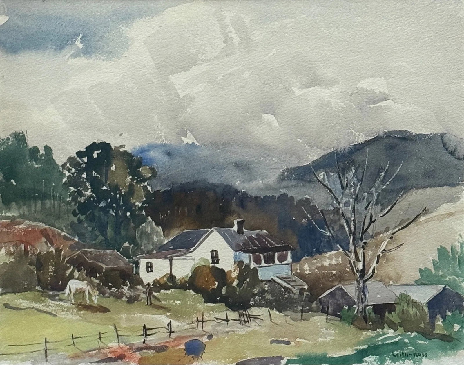 Harry Leith-Ross (1886 - 1973) American: Harry Leith-Ross (1886 - 1973) Watercolor on paper, signed lower right, measures 12 x 14.5 and 21 x 24 inches framed.
