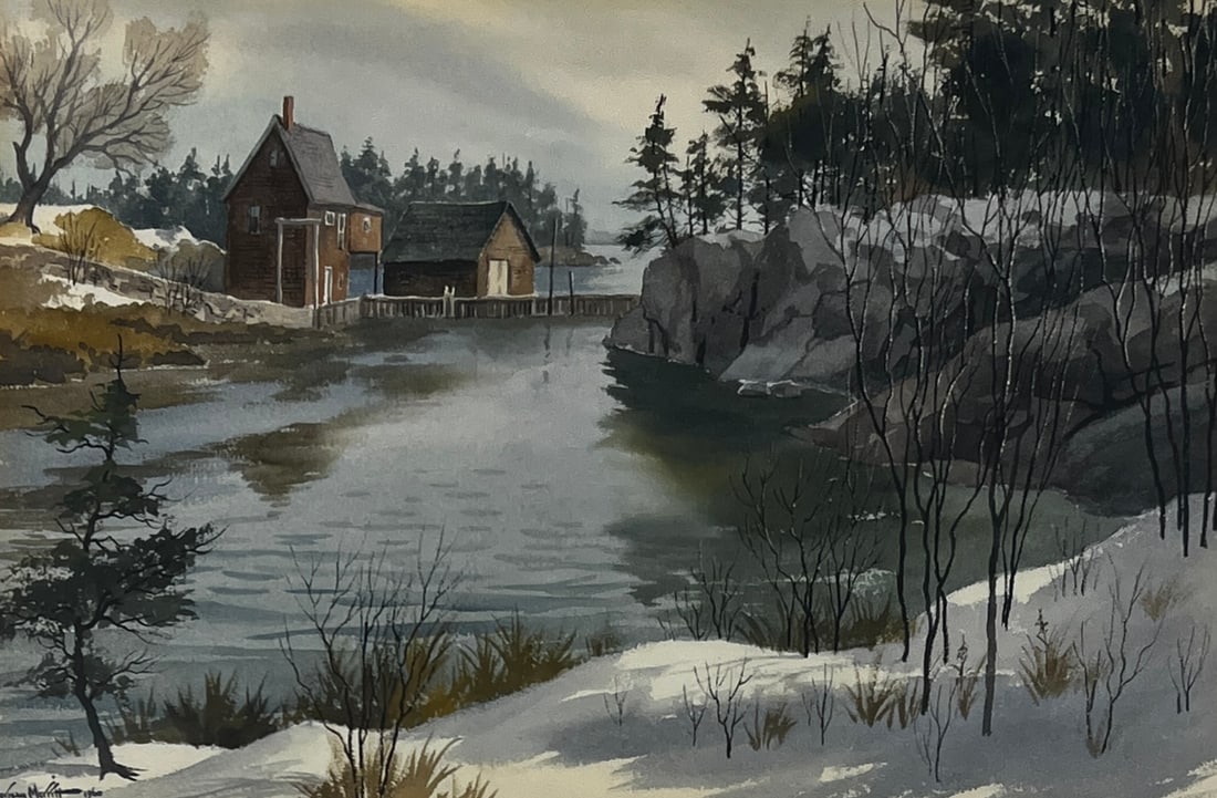 Norman Merritt (1935-2017) Beautiful Landscape: Norman Merritt (1935-2017) watercolor on paper, signed lower left, measures (14 x 20.5) and (20 x 27.5) with custom wood frame and acid free matting. Over the course of decades as an illustrator,
