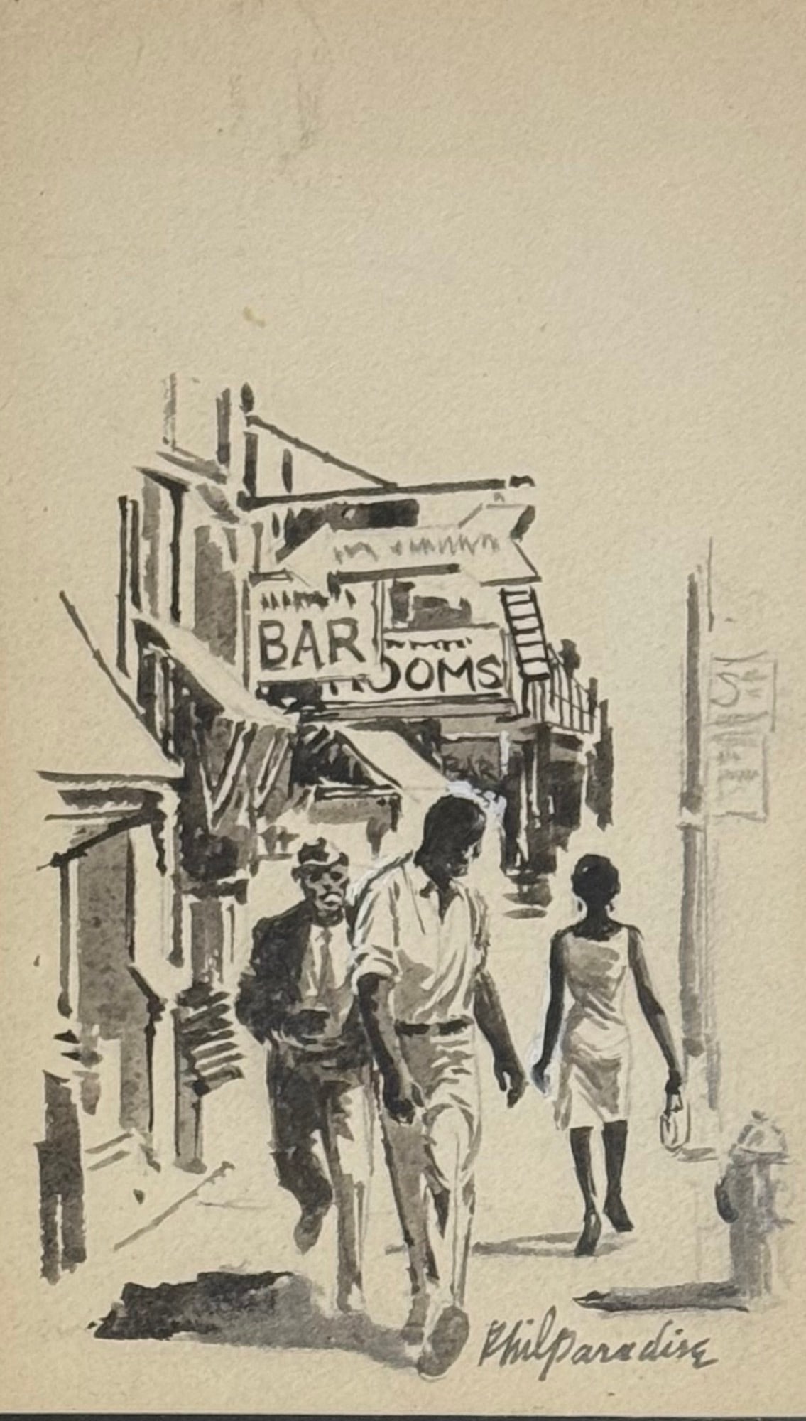 Phil Paradise (1905 - 1997) American: Phil Paradise (1905 - 1997) graphite & ink on paper, signed lower right, measures .Phil Paradise was born in Ontario, Oregon and raised in Bakersfield, California. In the 1920s, he studied at the