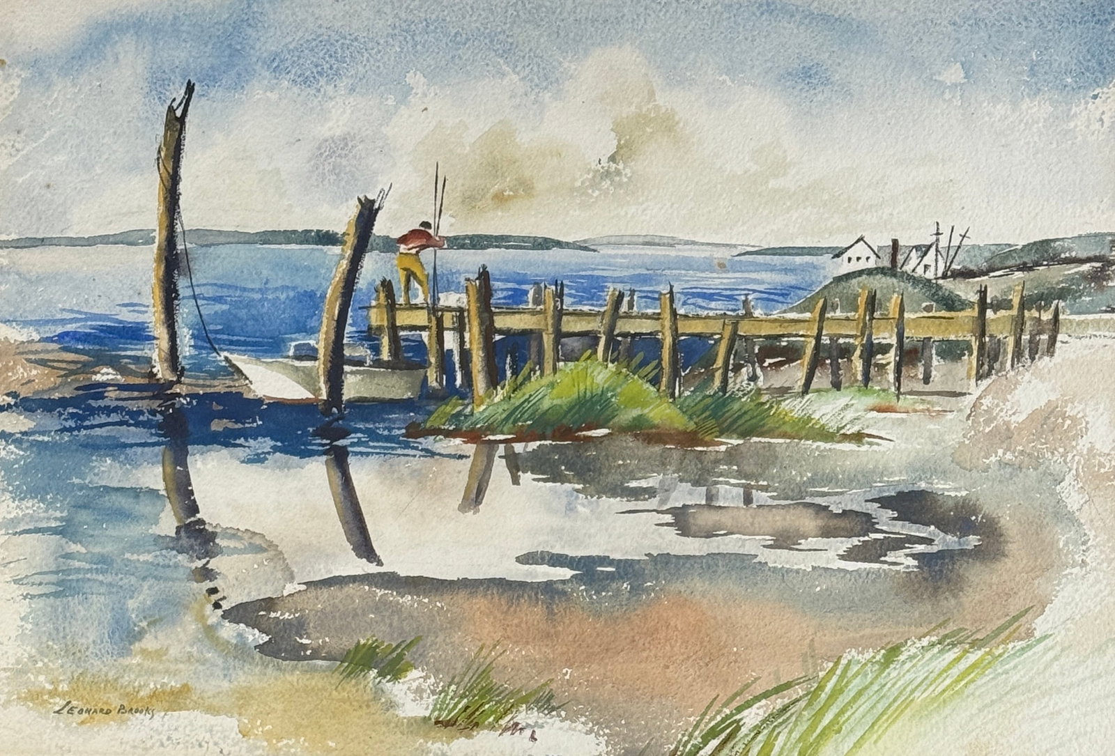 Leonard Brooks (1911 - 2011) Ontario / Mexico, Canada: Leonard Brooks (1911 - 2011) Watercolor on paper, signed lower left, measures . Leonard Brooks, an official Canadian war artist during World War II, is the dean of artists in the international art