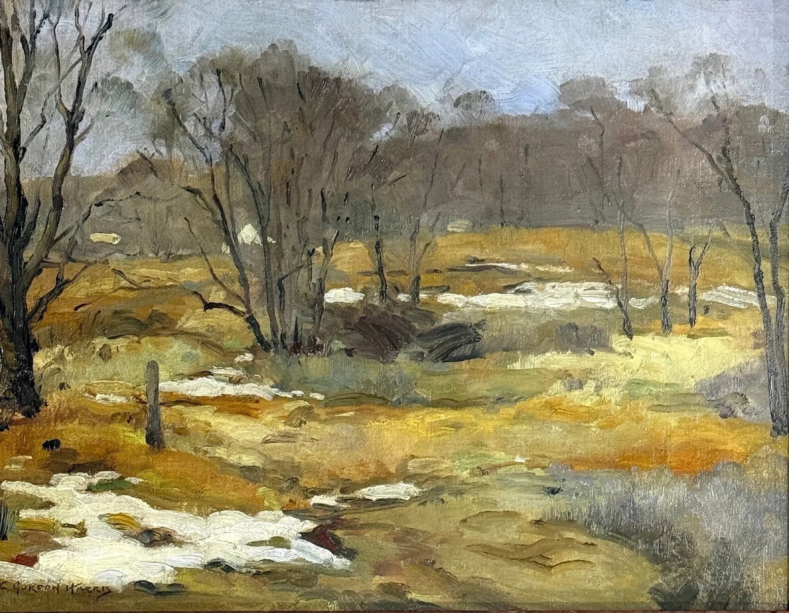 Charles Gordon Harris (1891 - 1963) American: Charles Gordon Harris (1891 - 1963) Oil on board, signed lower left, measures 12 x 16 and 14 x 17 inches w/frame. He studied at the Rhode Island School of Design; his teachers were Cyrus Farnum, Stacy