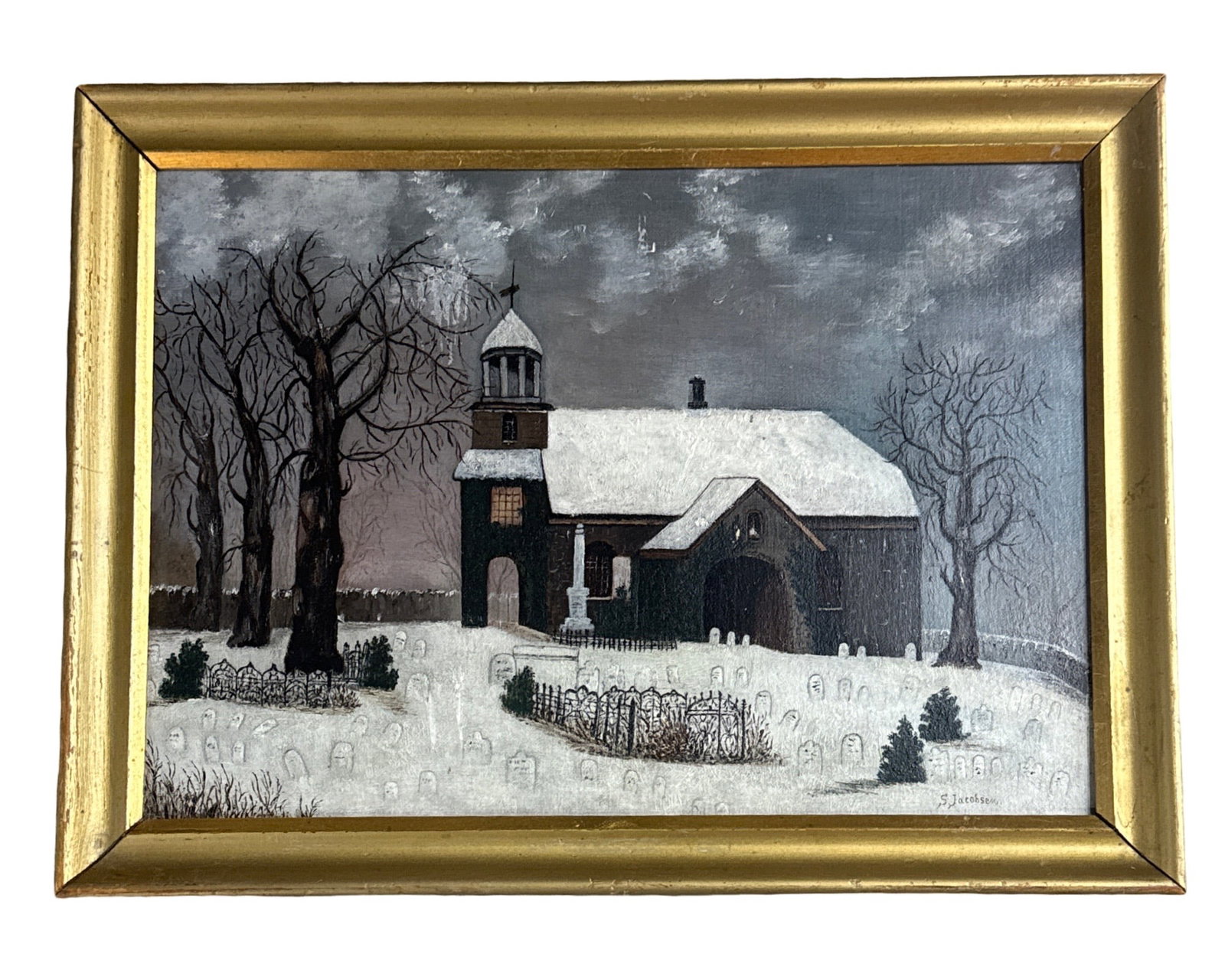 Sophus Jacobsen (1833 - 1912) Norway: Sophus Jacobsen (1833 - 1912) Oil on board, signed lower right, measures 10 x 14 and 12 x 16 inches w/frame. Norwegian landscape painter (1833 Fredrikshald to 1912 Dusseldorf). In 1853 he moved to Dus