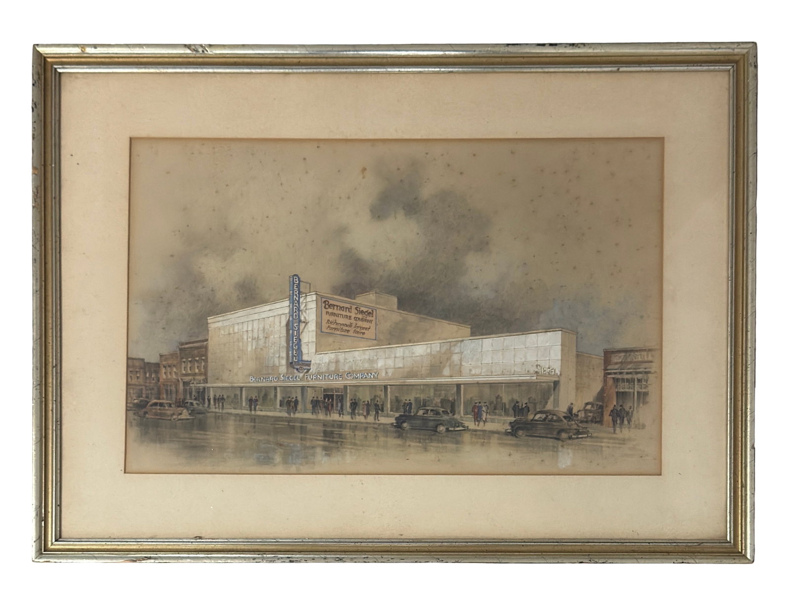 Vintage Painting of Bernard Siegel Furninture Company in Richmond VA - 2