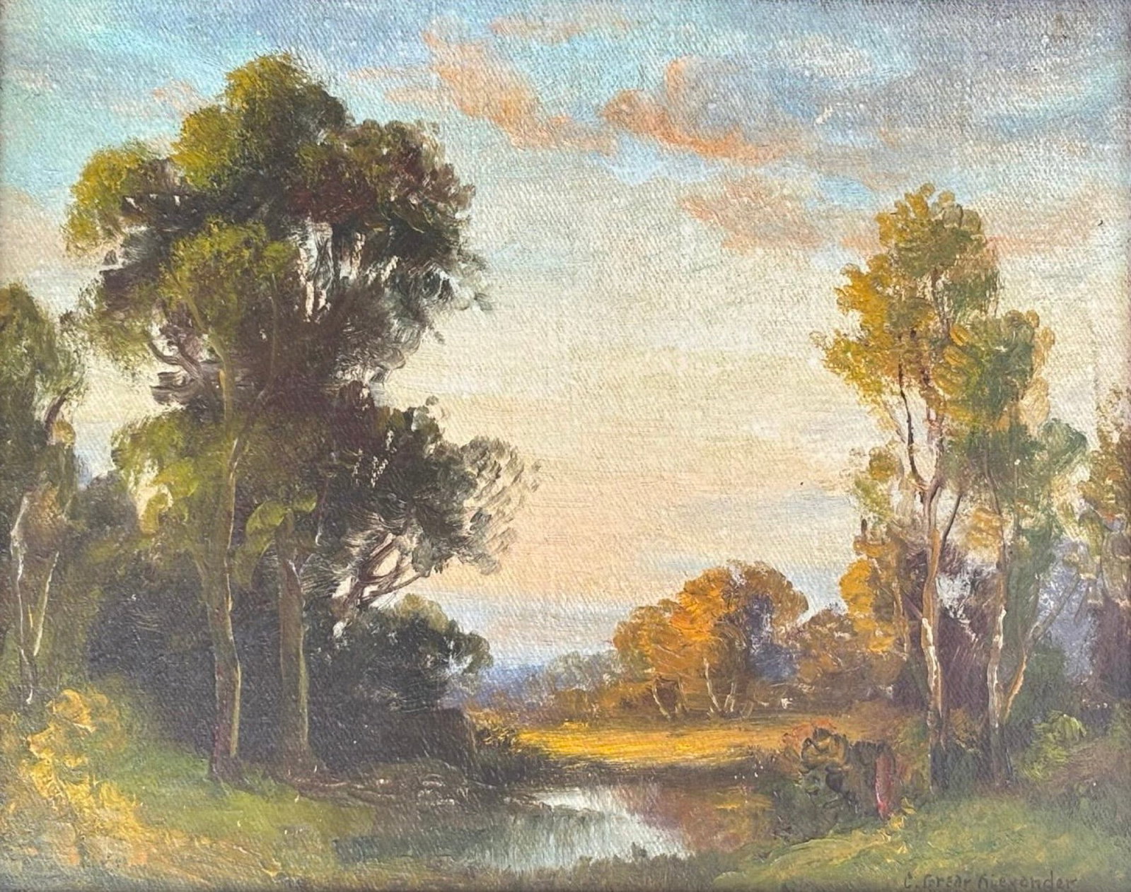 Clifford Grear Alexander (1870 - 1954) American: Clifford Grear Alexander (1870 - 1954) American , Oil on canvas , Signed measures 8"x10" w/f 12" x 14"
